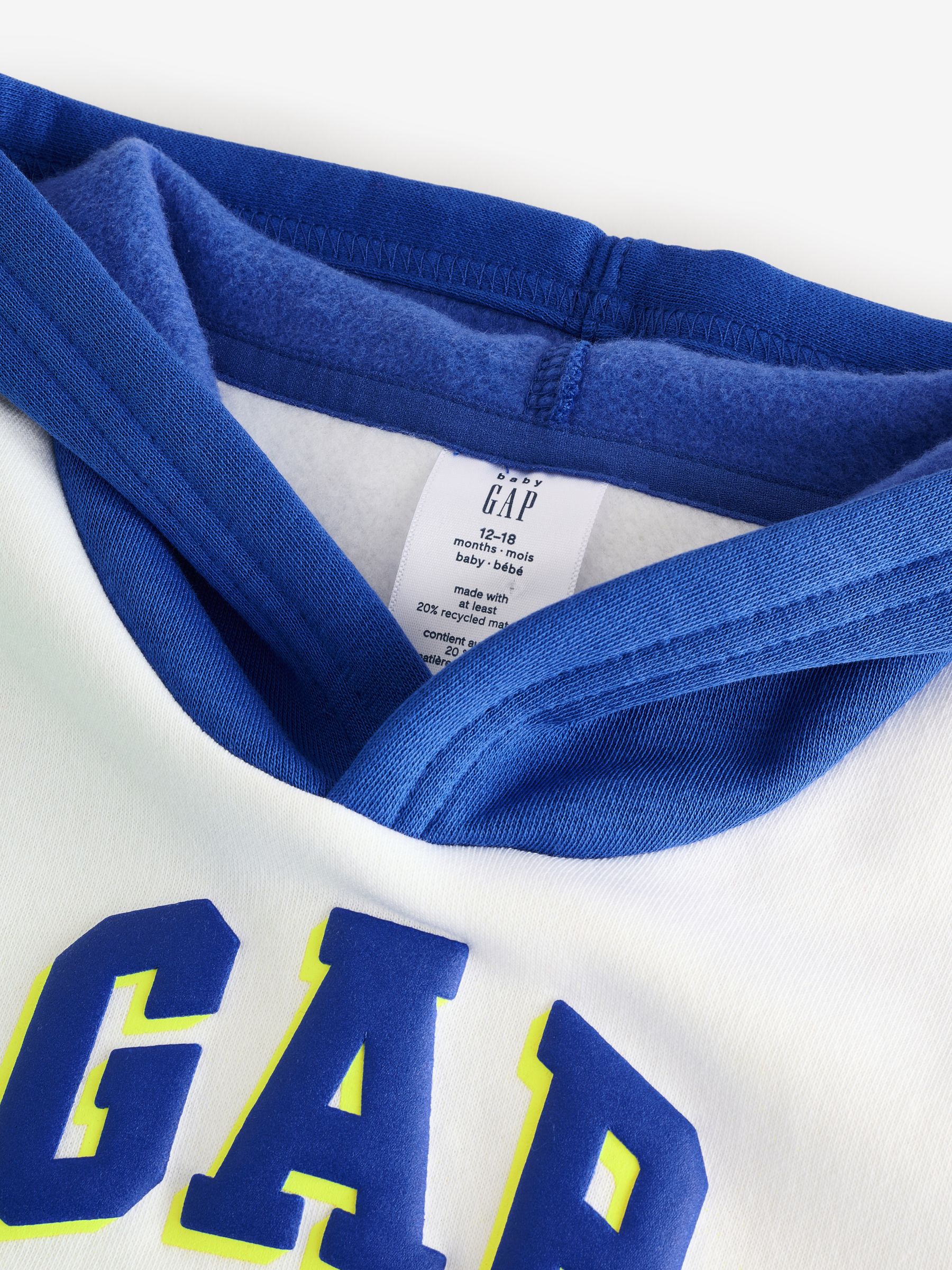 White/Blue Logo Colourblock Hoodie - Image 3 of 6
