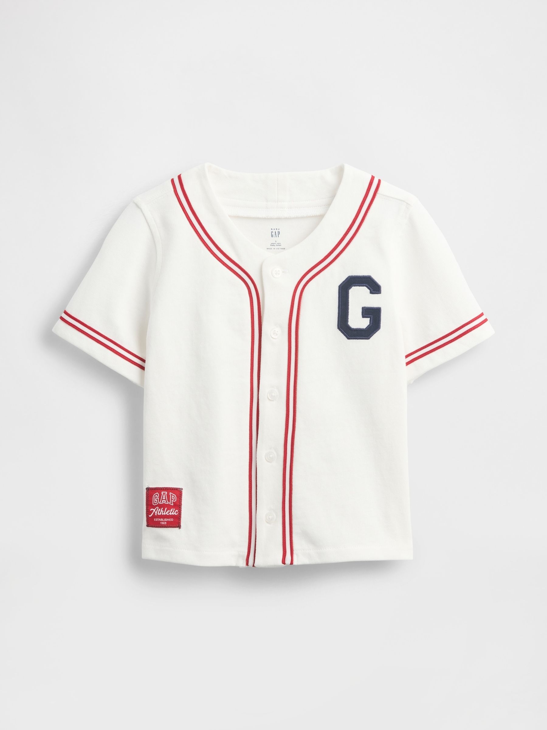 White Logo Baseball Jersey Shirt (6mths-5yrs) Gap