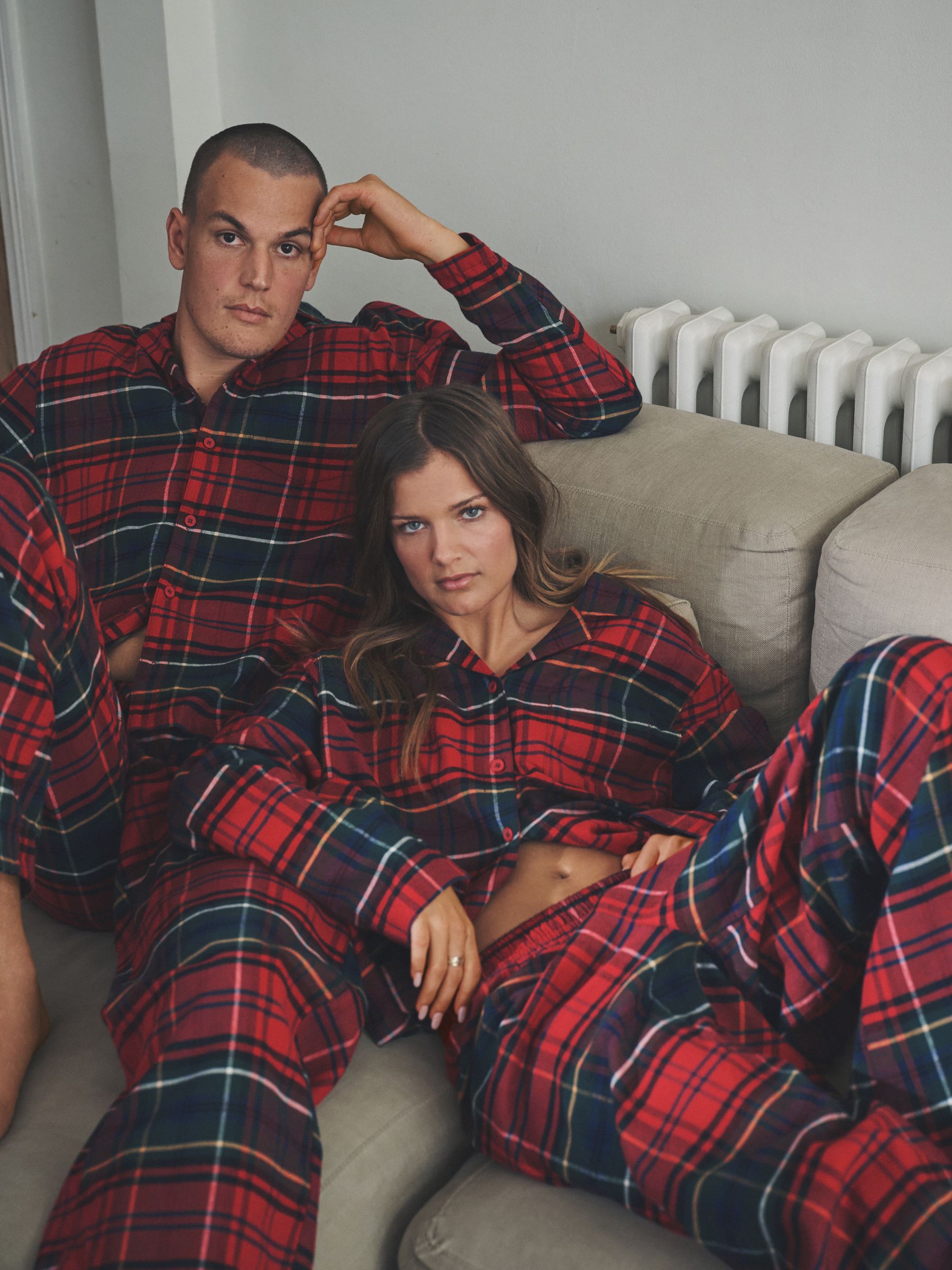 2 Pack Check Flannel Button Through Pyjamas - Image 3 of 10