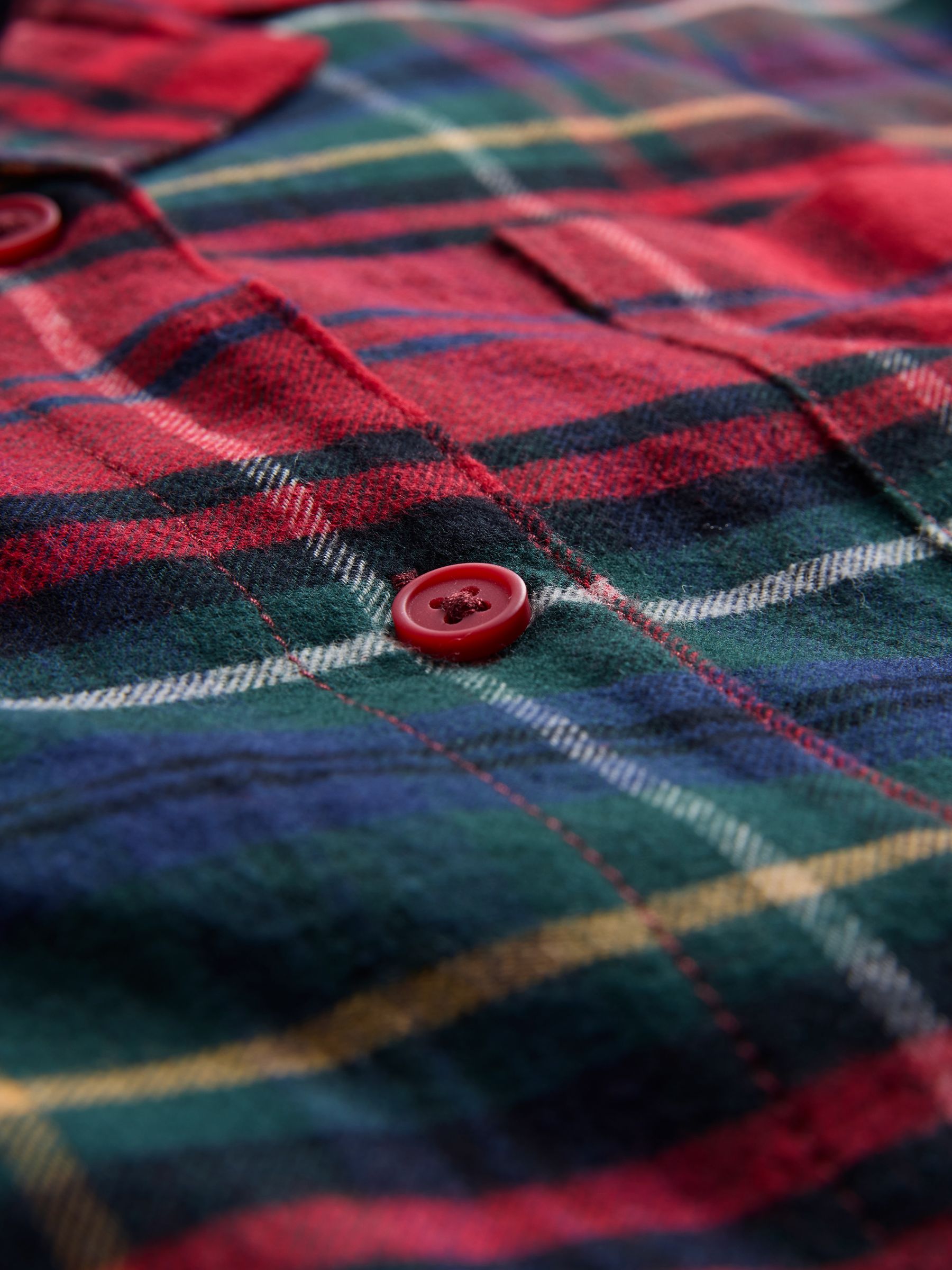 Red/Green 2 Pack Check Flannel Button Through Pyjamas - Image 6 of 6