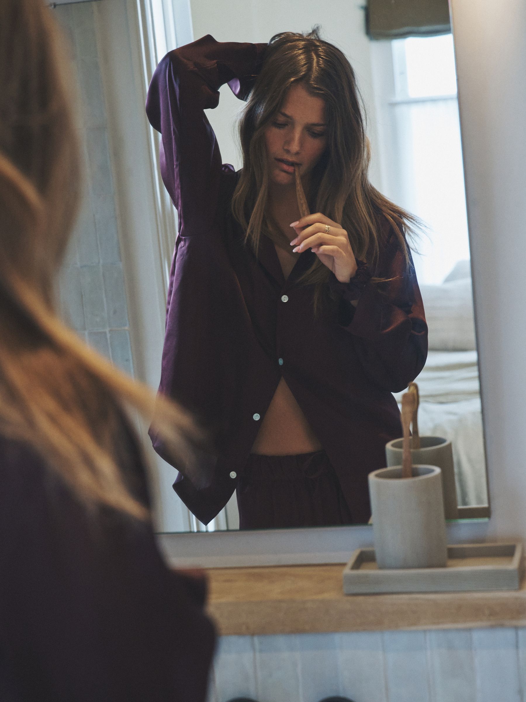 Navy Spot/Berry 2 Pack Satin Pyjamas Set - Image 3 of 10