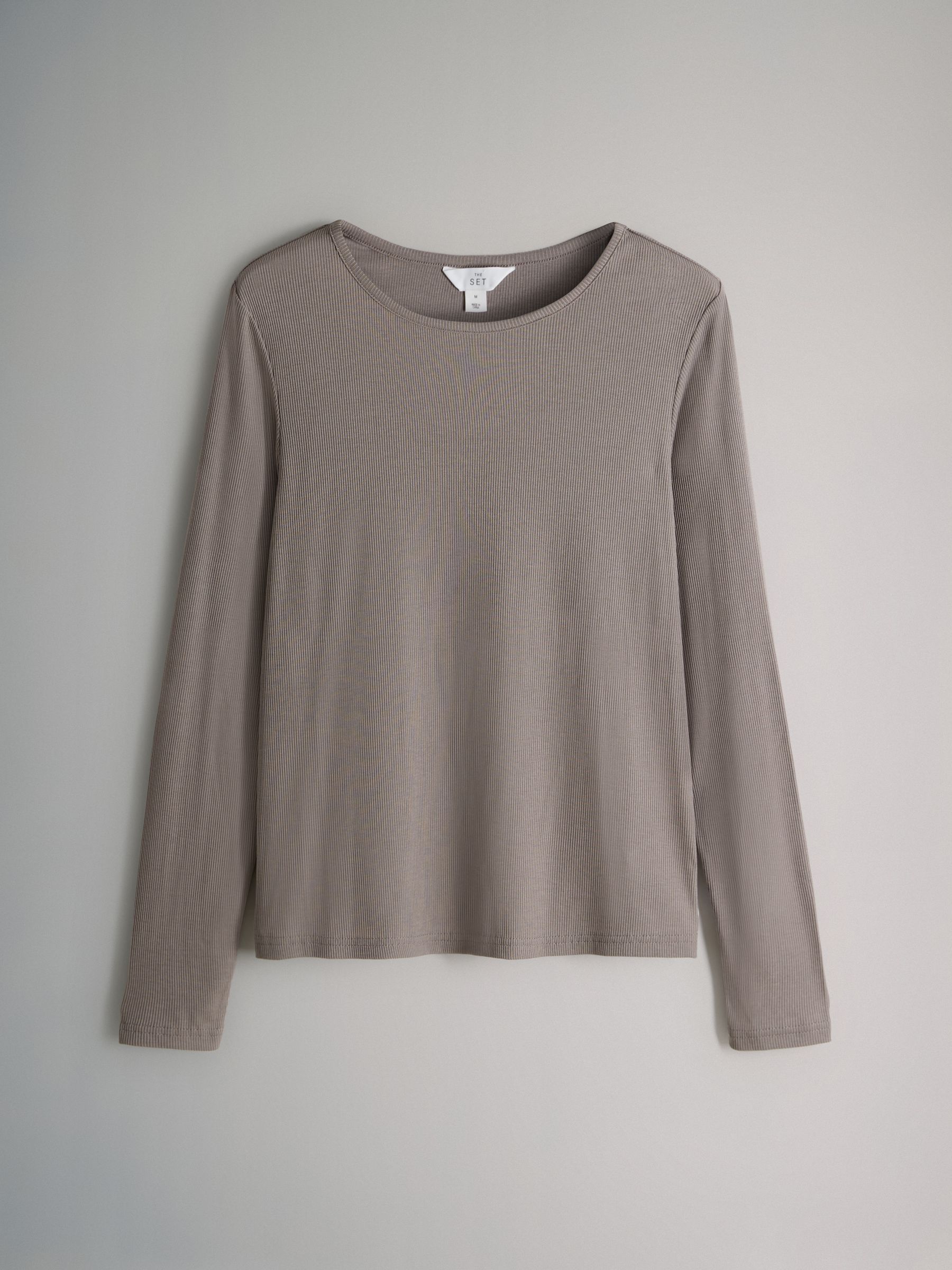 Mink/Grey - 2 Pack Soft Touch Ribbed Long Sleeve Leg Pyjamas - Image 2 of 6 Mink/Grey - 2 Pack Soft Touch Ribbed Long Sleeve Leg Pyjamas - Image 2 of 6