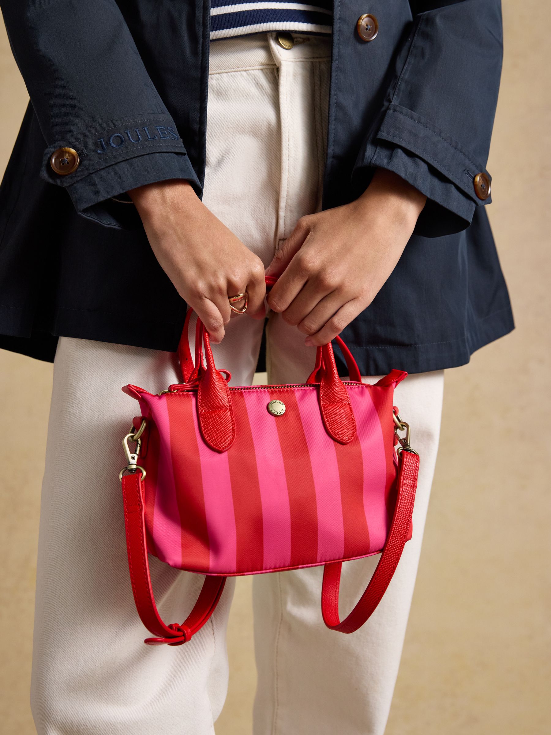 Edie Red & Pink Striped Crossbody Handbag - Image 2 of 8