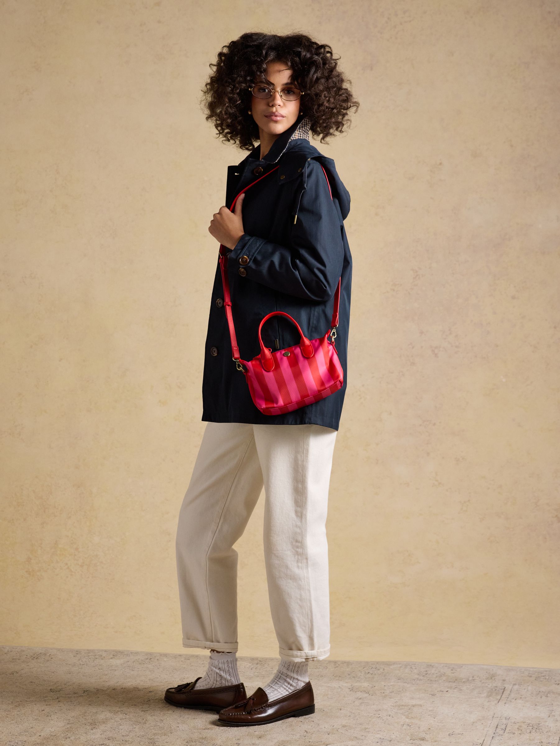 Edie Red & Pink Striped Crossbody Handbag - Image 3 of 8