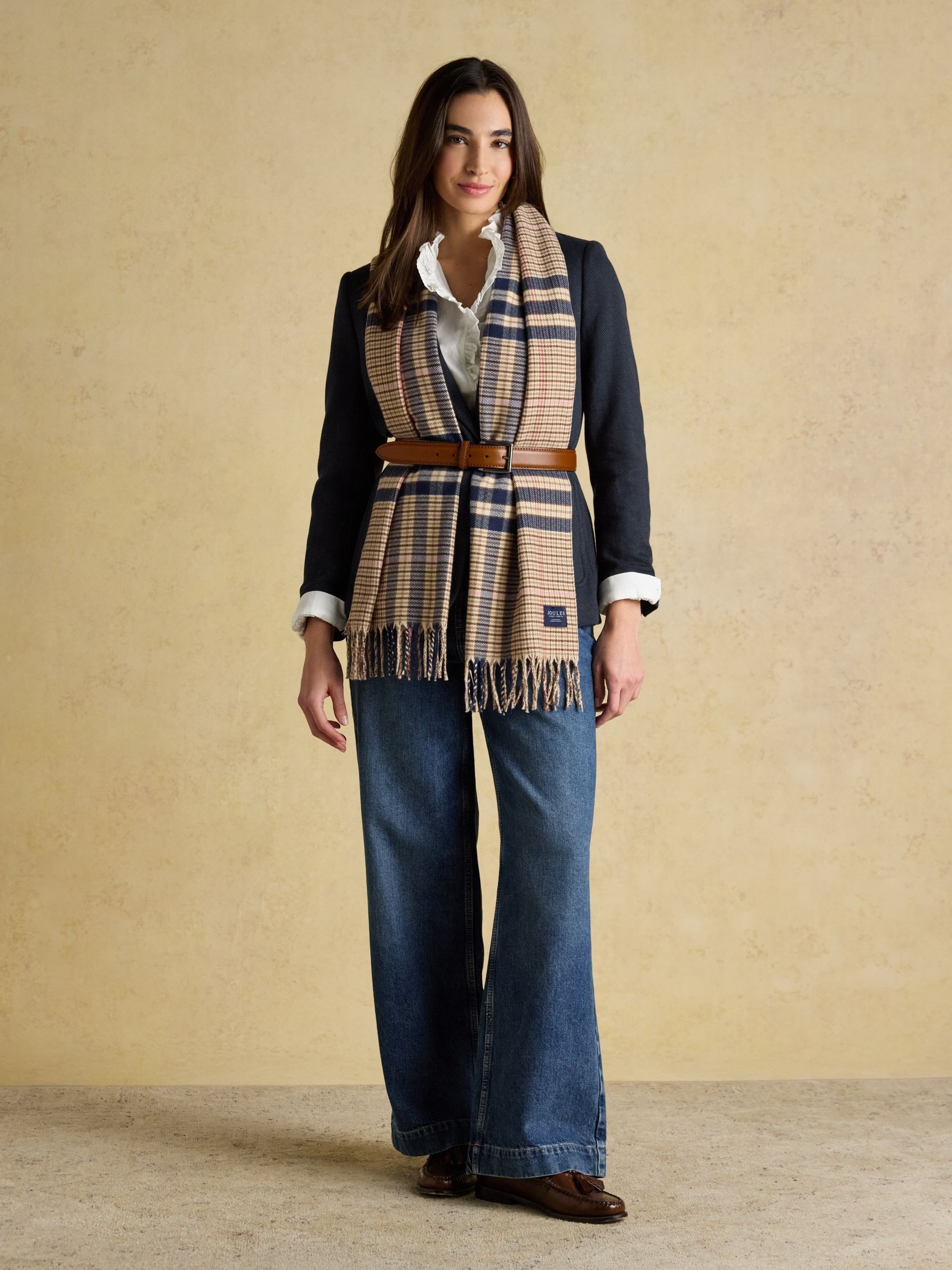 Langtree Neutral & Navy Large Scarf - Image 2 of 7