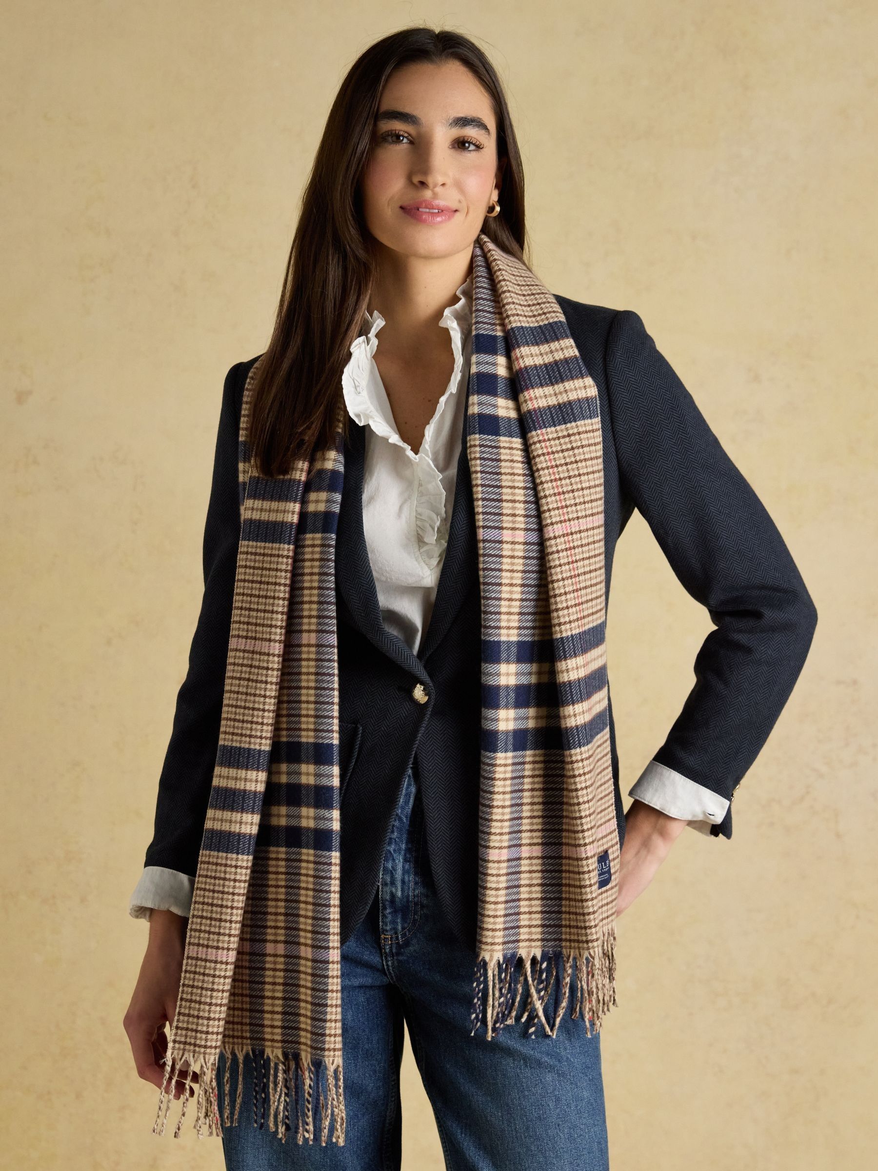 Langtree Neutral & Navy Large Scarf - Image 3 of 7