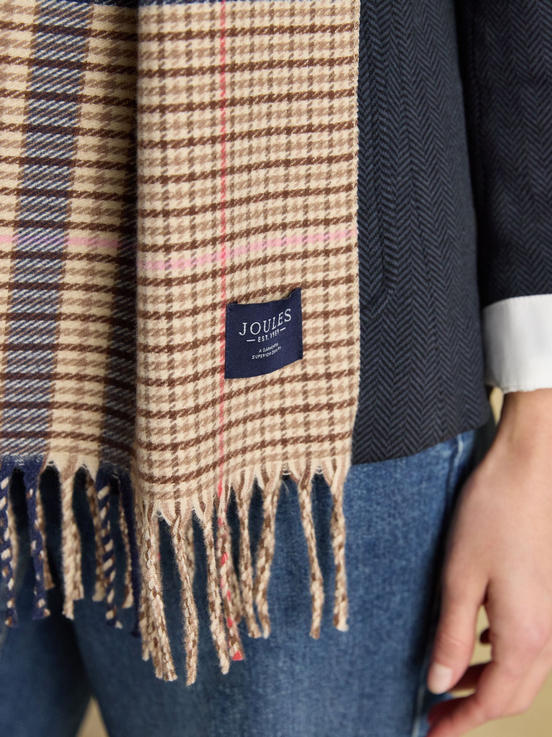 Langtree Neutral & Navy Large Scarf - Image 4 of 7