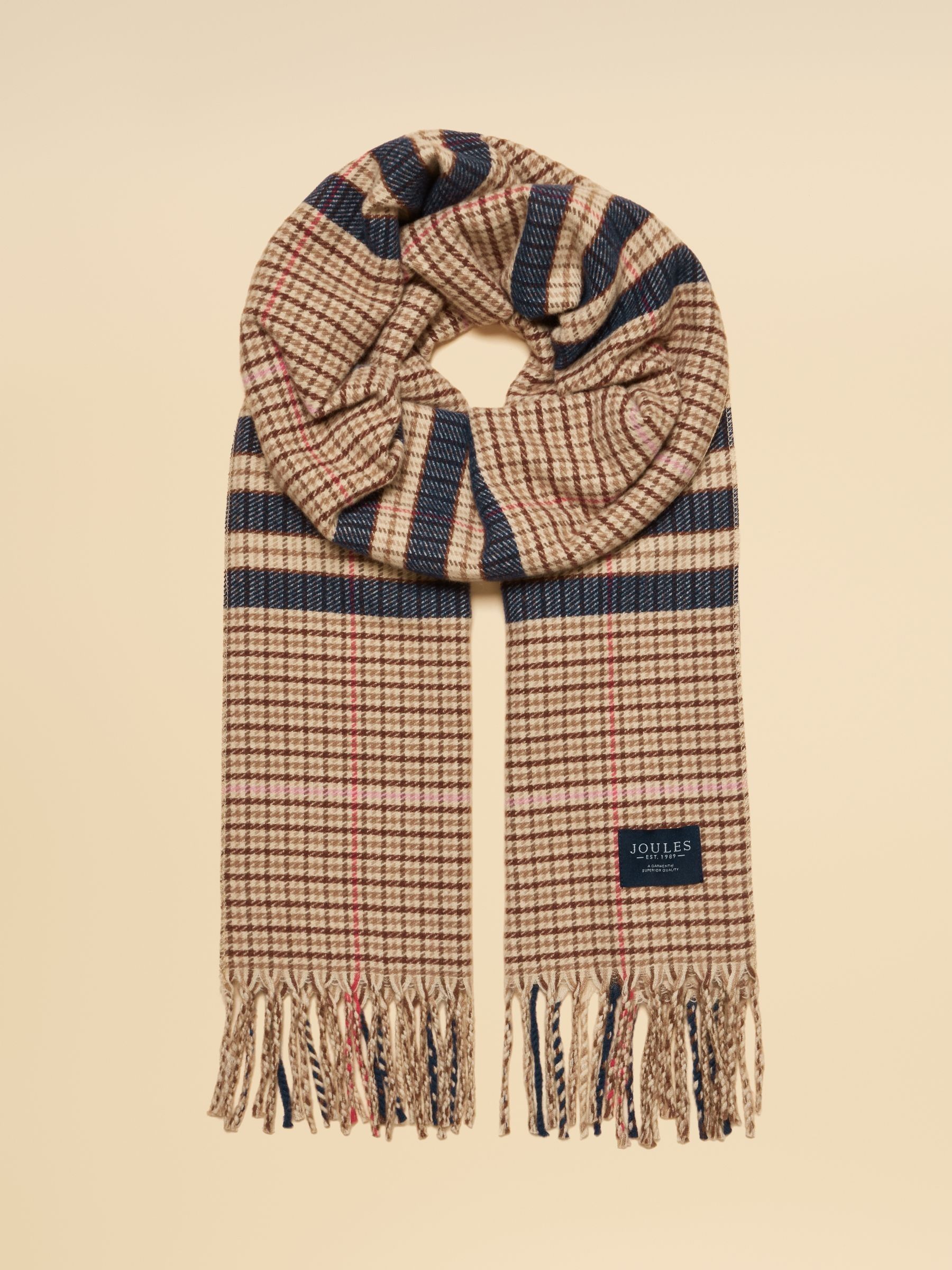 Langtree Neutral & Navy Large Scarf - Image 5 of 7
