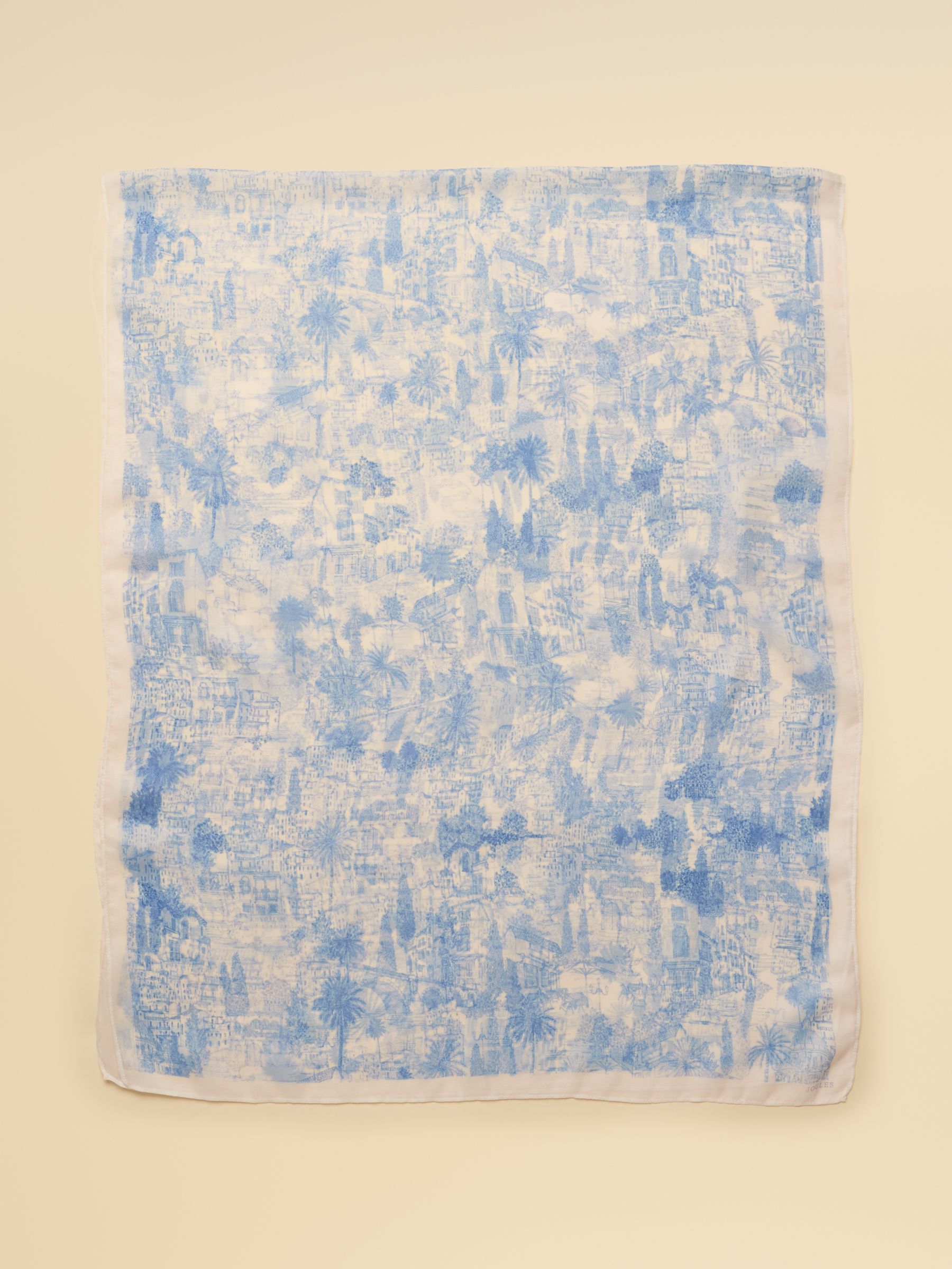 Abberton Blue Ecru Toile De Jouy Printed Scarf - Image 5 of 6