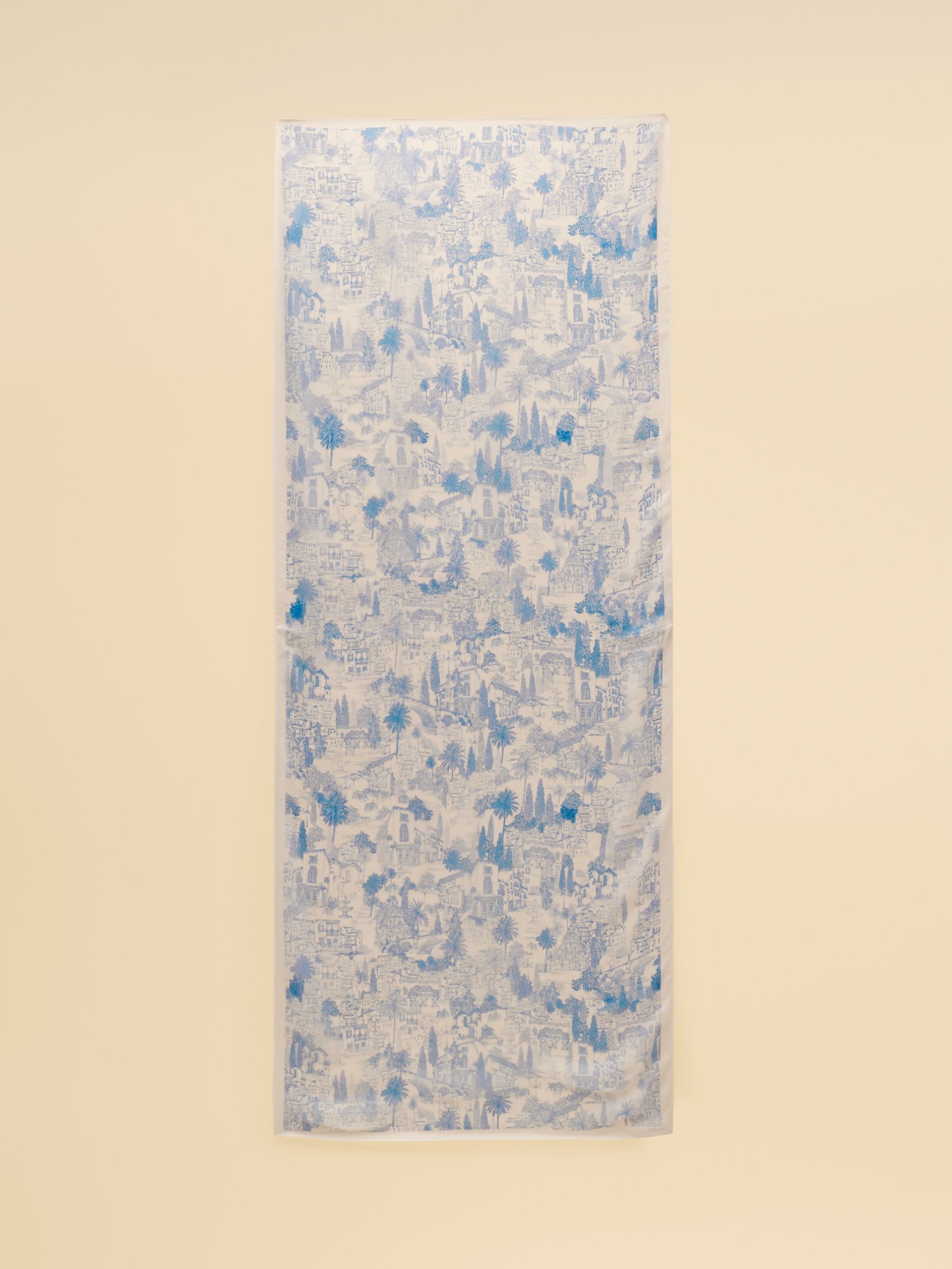Abberton Blue Ecru Toile De Jouy Printed Scarf - Image 6 of 6
