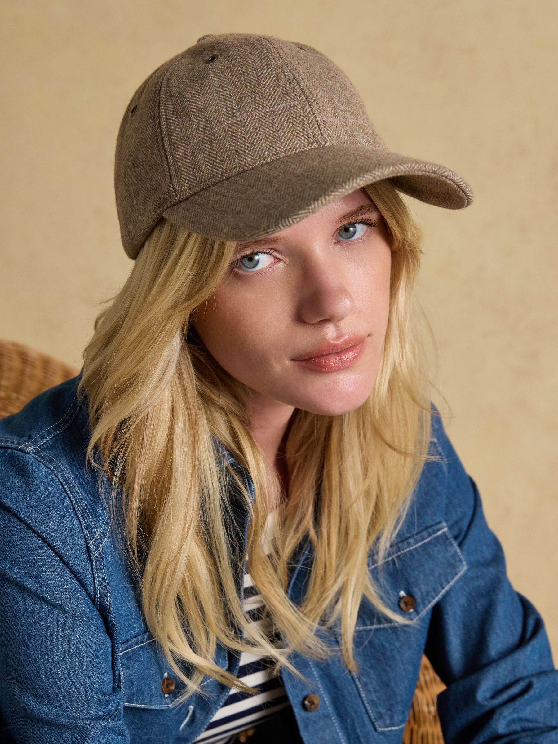 Perry Neutral Tweed Baseball Cap - Image 1 of 8