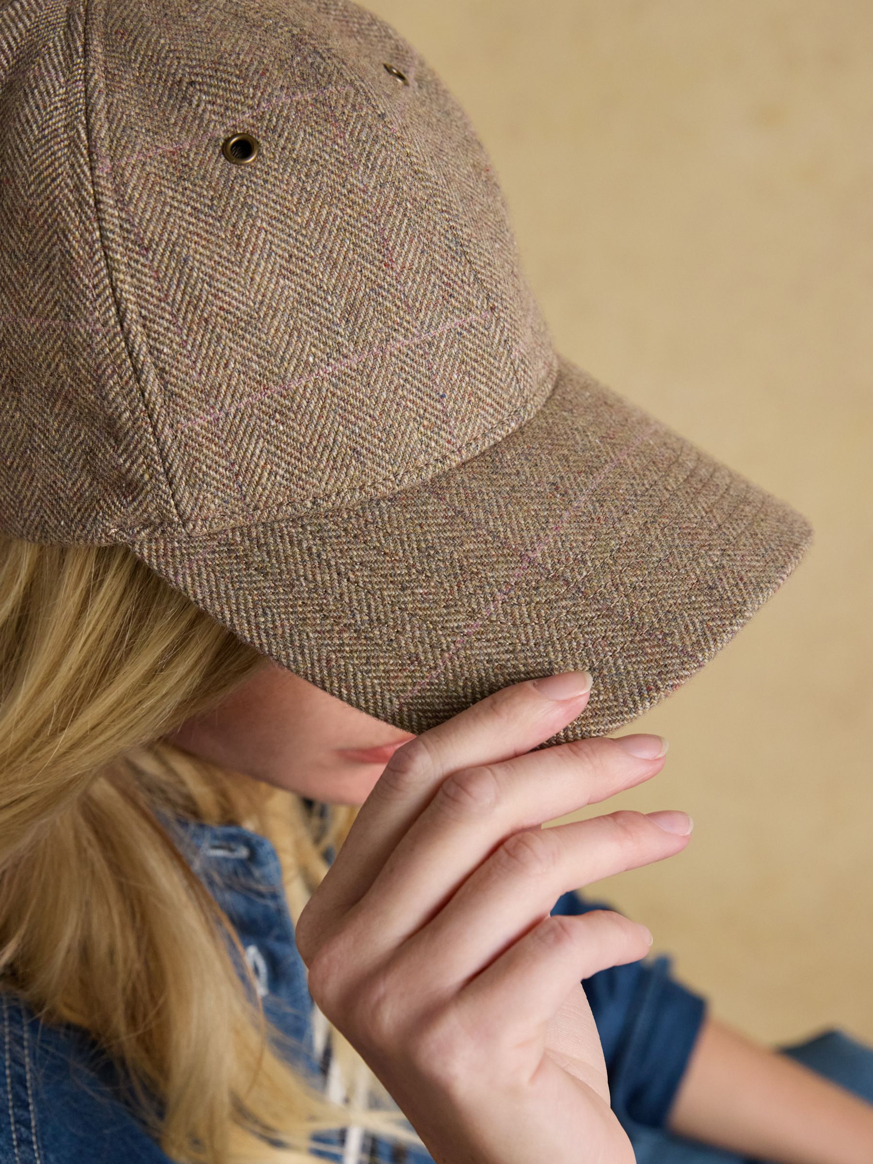 Perry Neutral Tweed Baseball Cap - Image 3 of 8