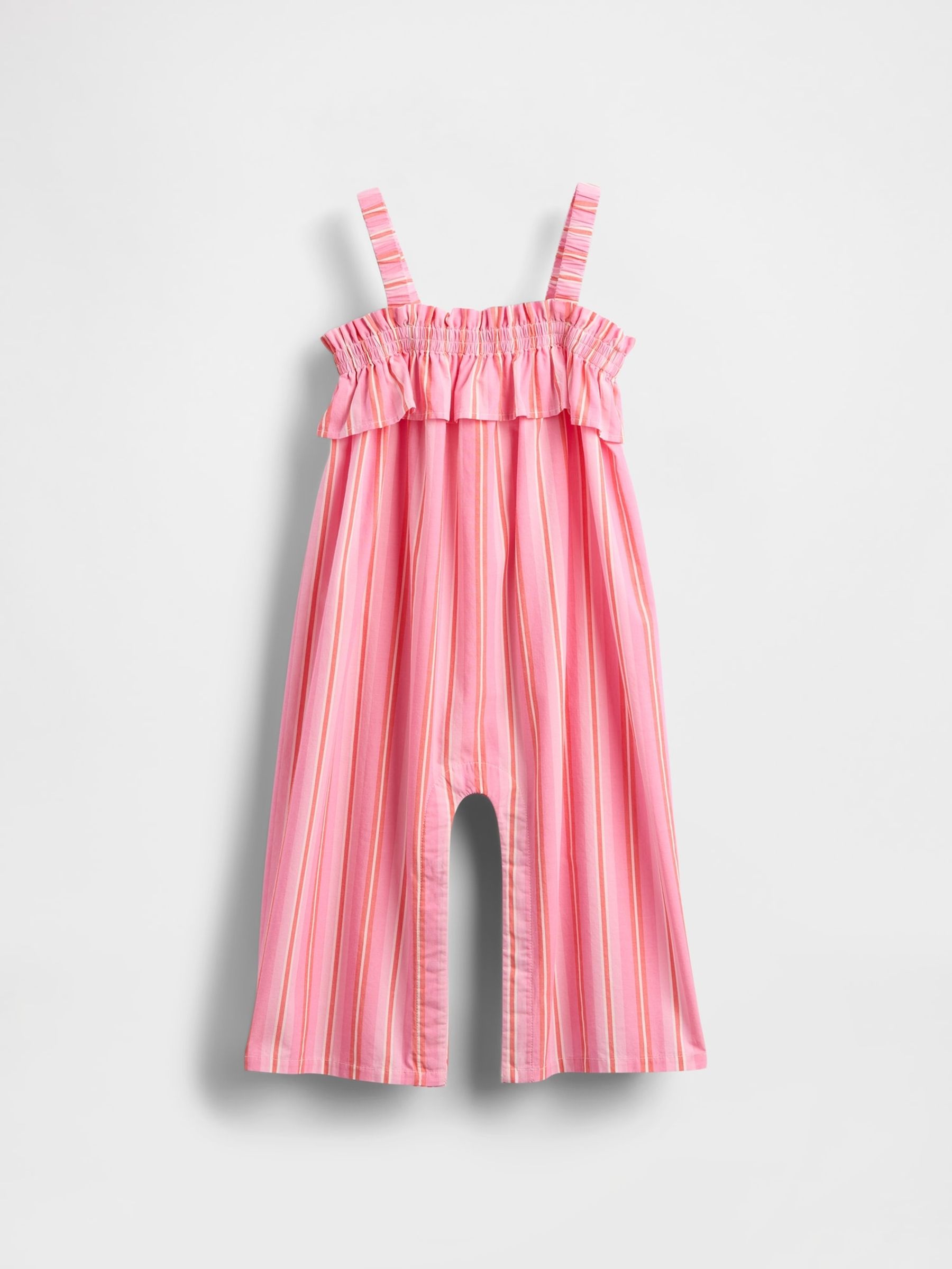 Pink Poplin Square Neck Ruffle Jumpsuit (6mths-5yrs) - Image 2 of 3