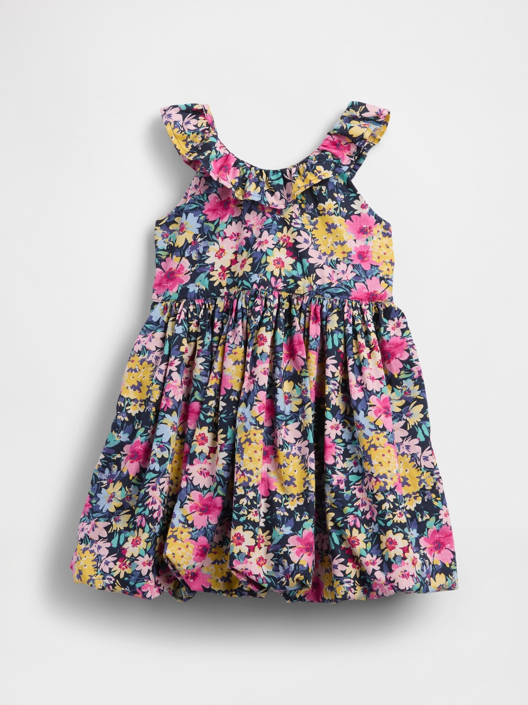 Floral Black Ruffle-Neck Bubble Dress (6mths-5yrs) - Image 2 of 3