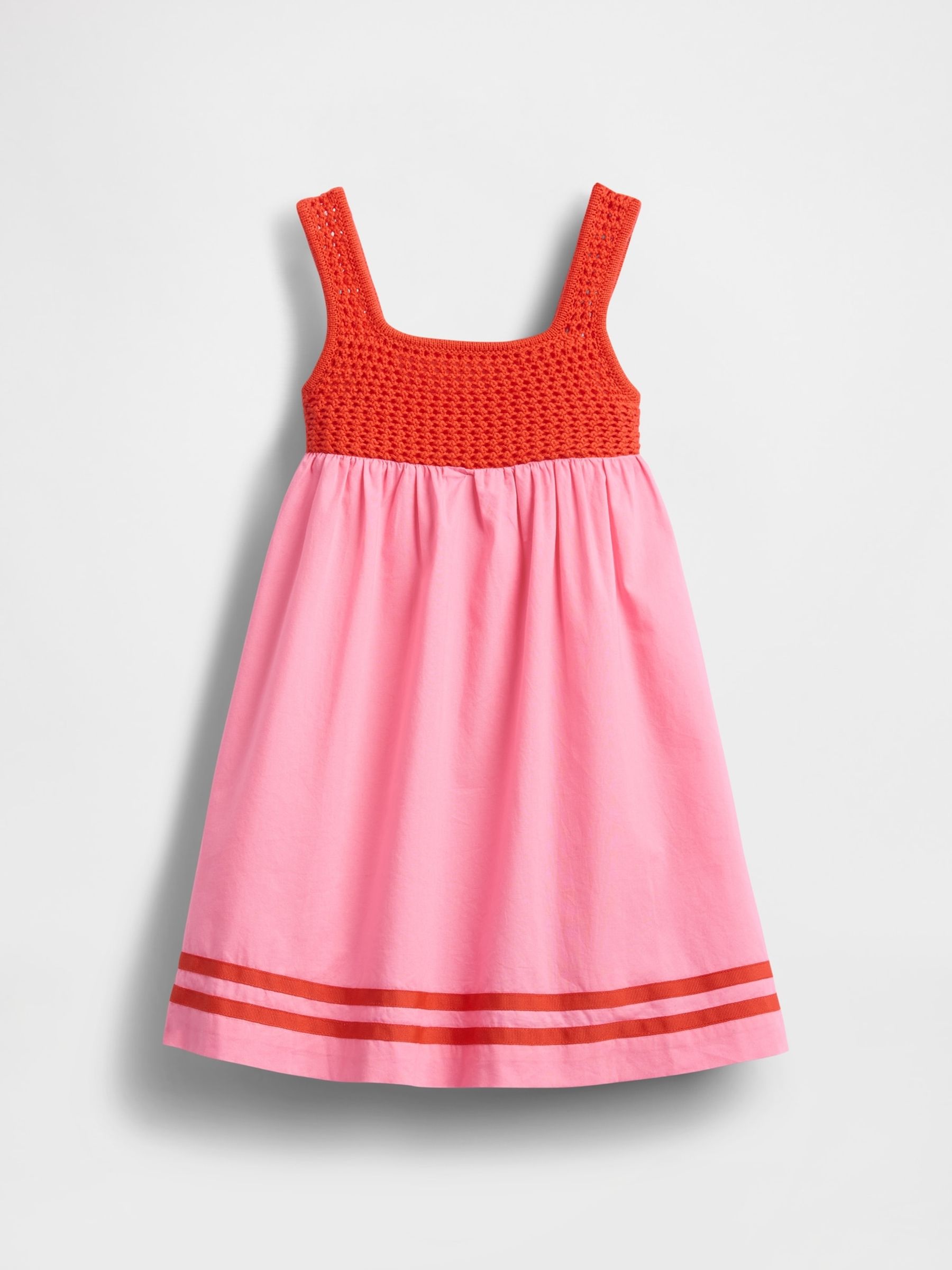 Pink/Red Crochet-Yoke Dress (6mths-5yrs) - Image 2 of 3