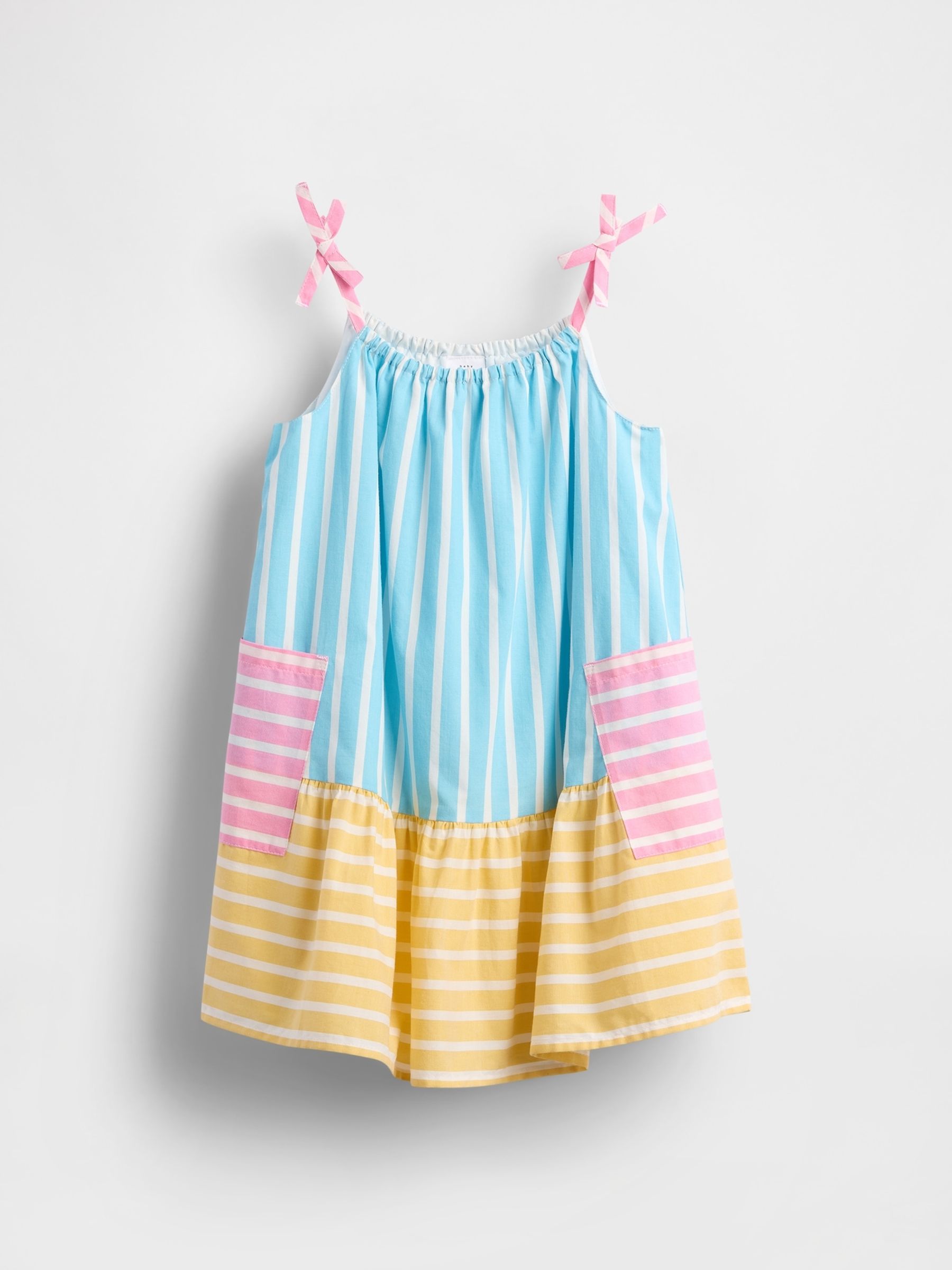Blue/Orange Stripe Poplin Mixed Stripe Dress(6mths-5yrs) - Image 2 of 3