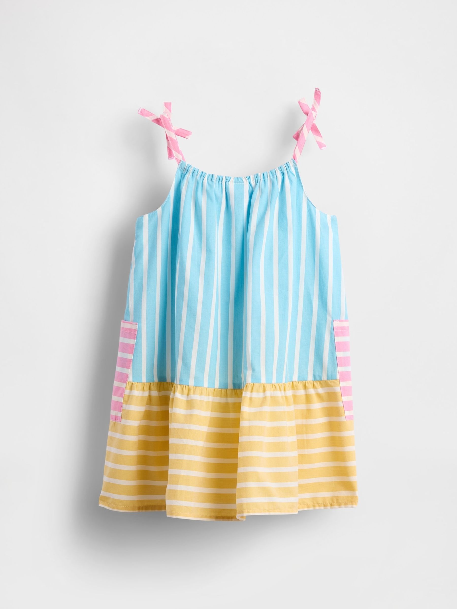 Blue/Orange Stripe Poplin Mixed Stripe Dress(6mths-5yrs) - Image 3 of 3