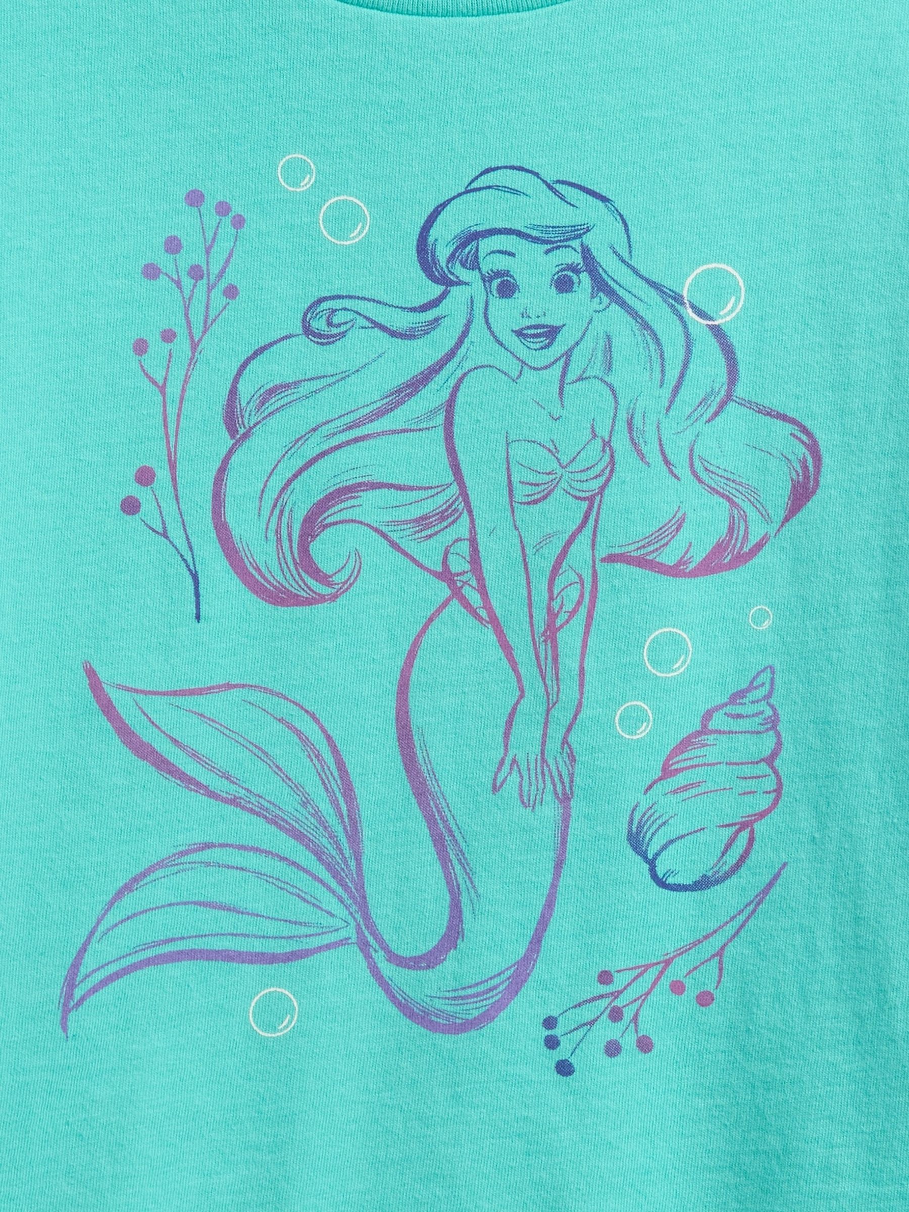 Aqua Blue Ariel Disney Graphic Short Sleeve T-Shirt (6mths-5yrs) - Image 3 of 3