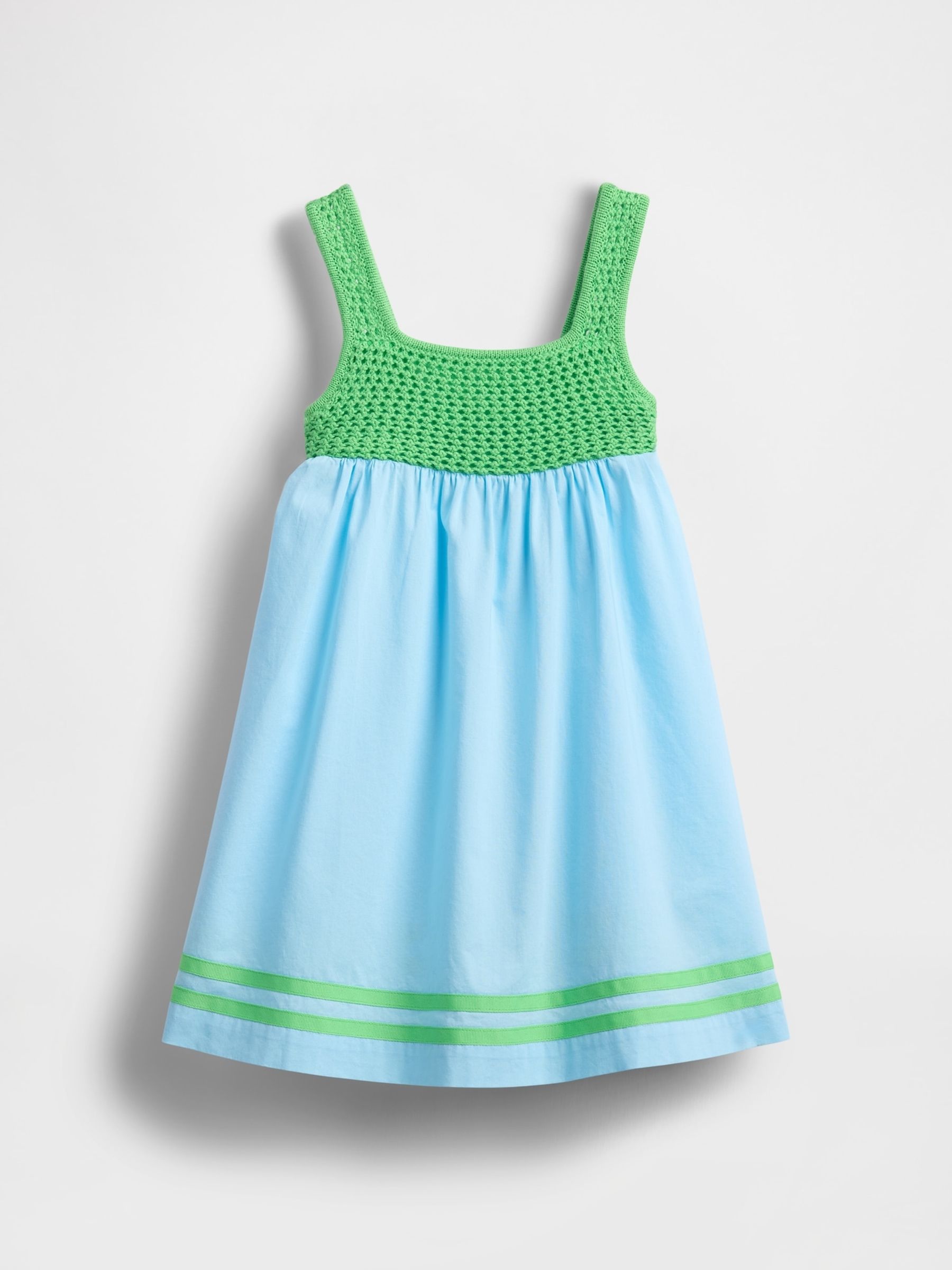 Blue/Green Crochet-Yoke Dress (6mths-5yrs) - Image 2 of 3