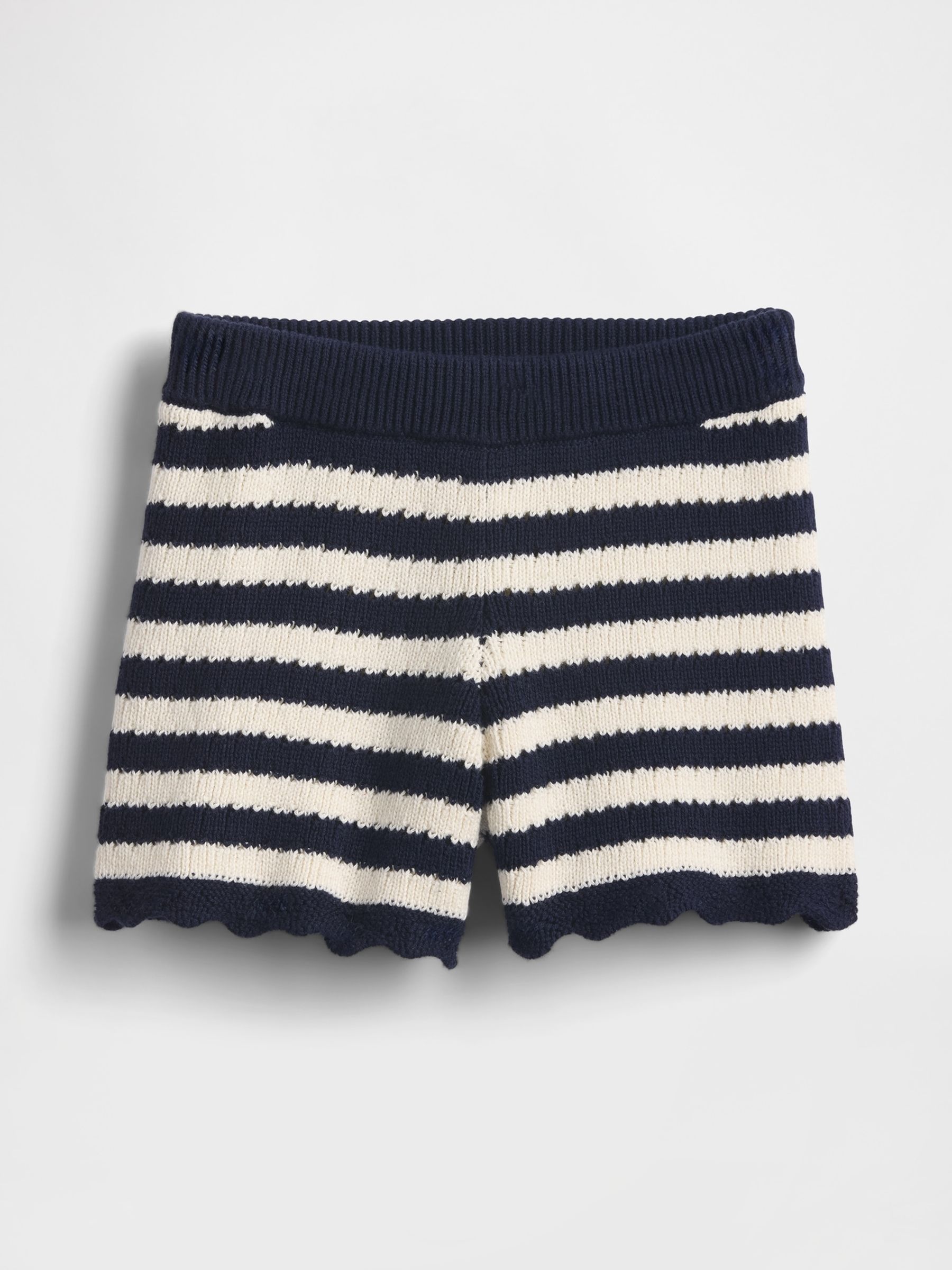Navy/White Stripe Crochet Pull On Shorts (6mths-5yrs) - Image 2 of 3