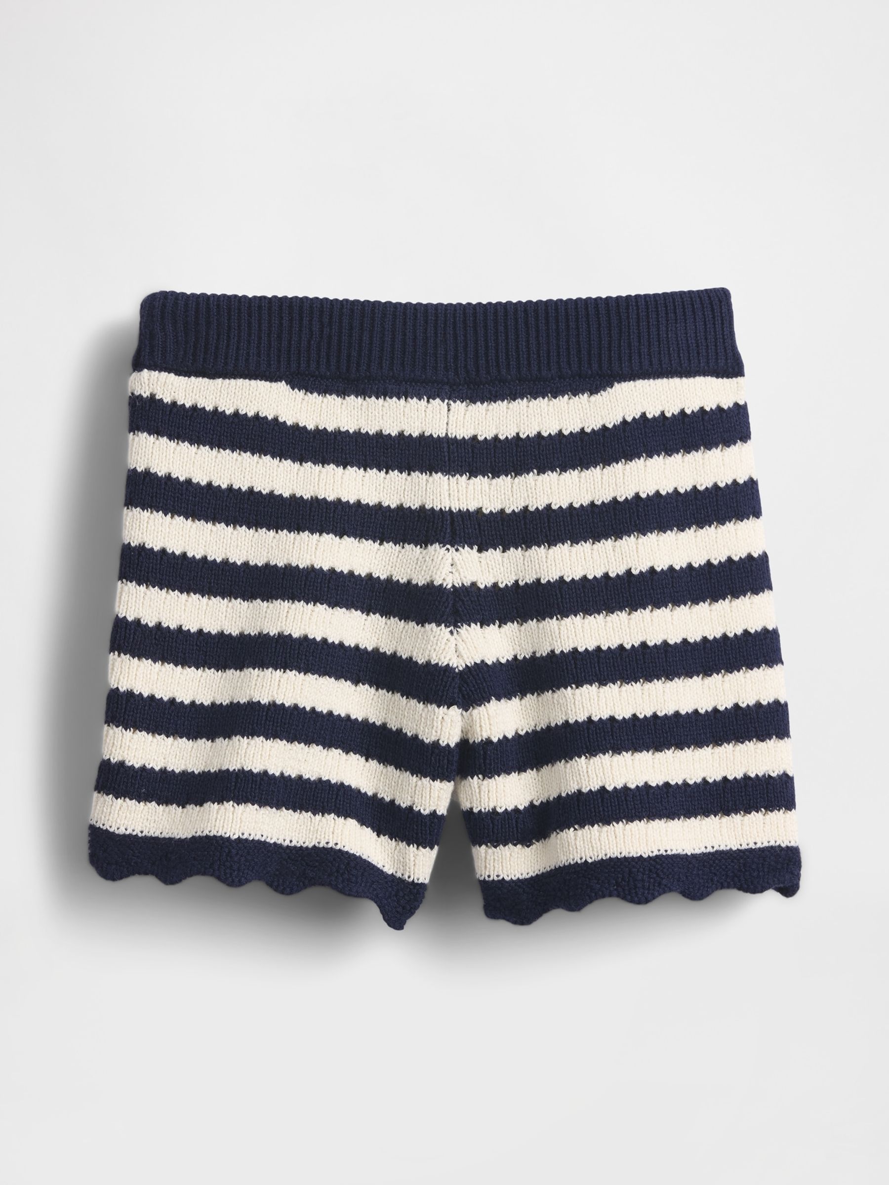 Navy/White Stripe Crochet Pull On Shorts (6mths-5yrs) - Image 3 of 3