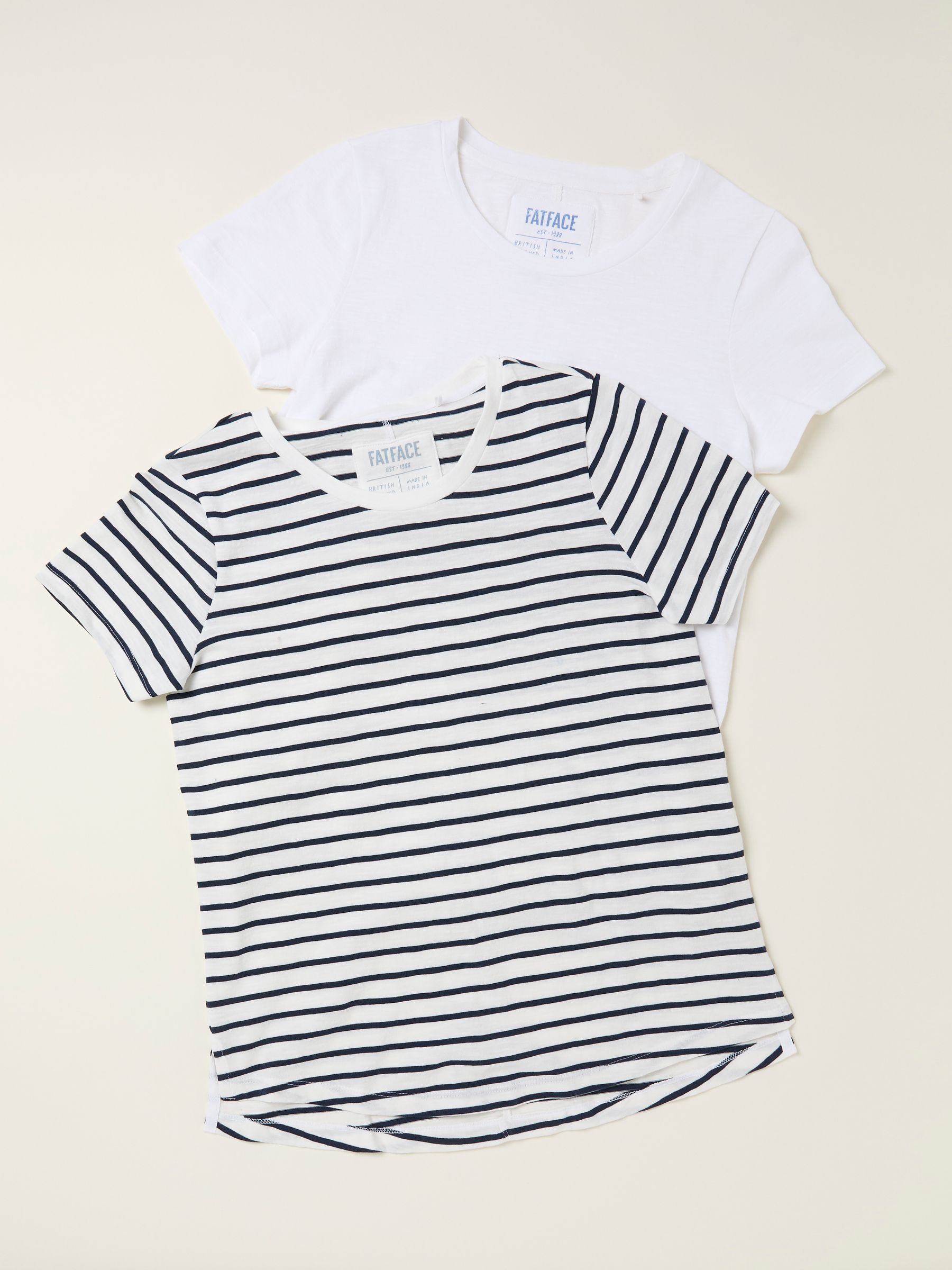 2 Pack Plain And Stripe T-shirts