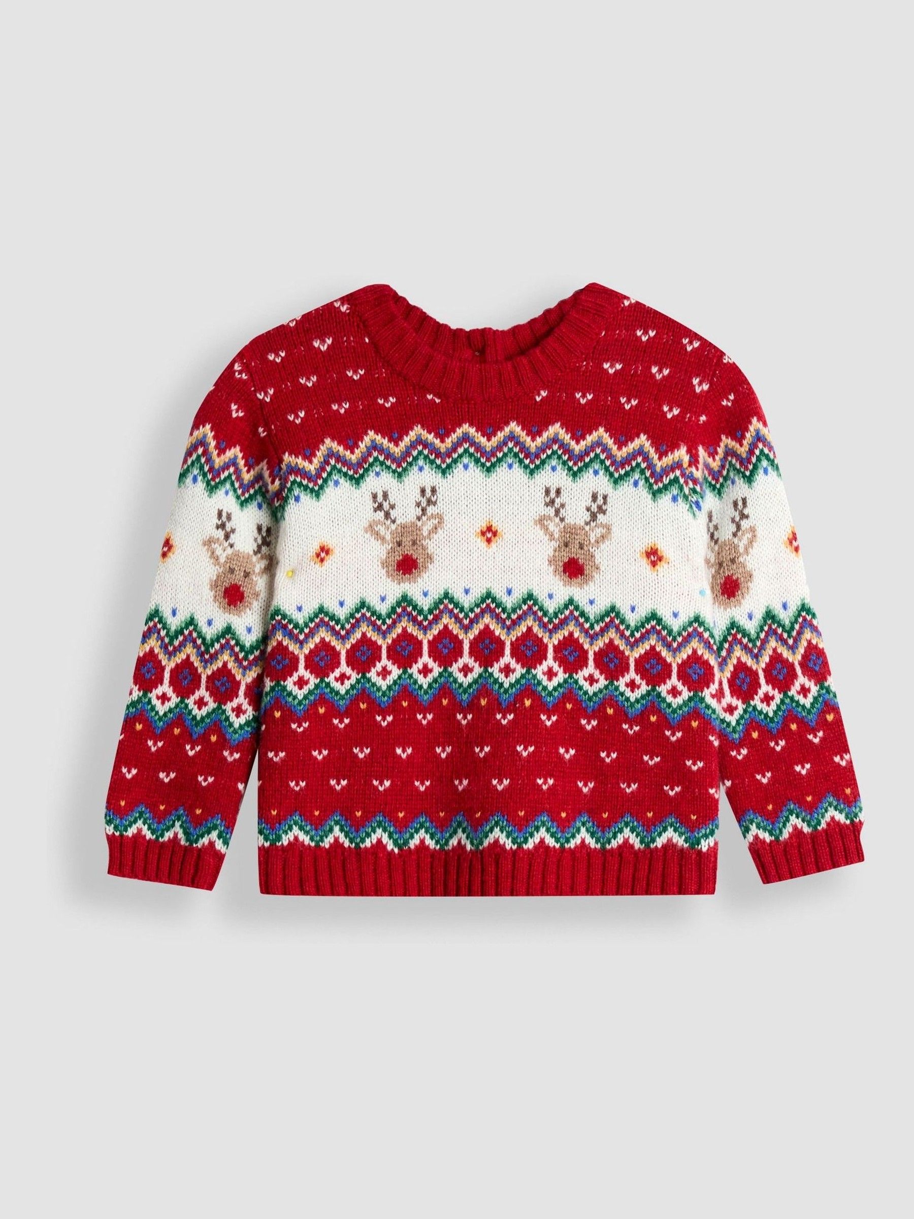 Red Reindeer 2-Piece Christmas Fair Isle Jumper & Leggings Set - Image 2 of 6