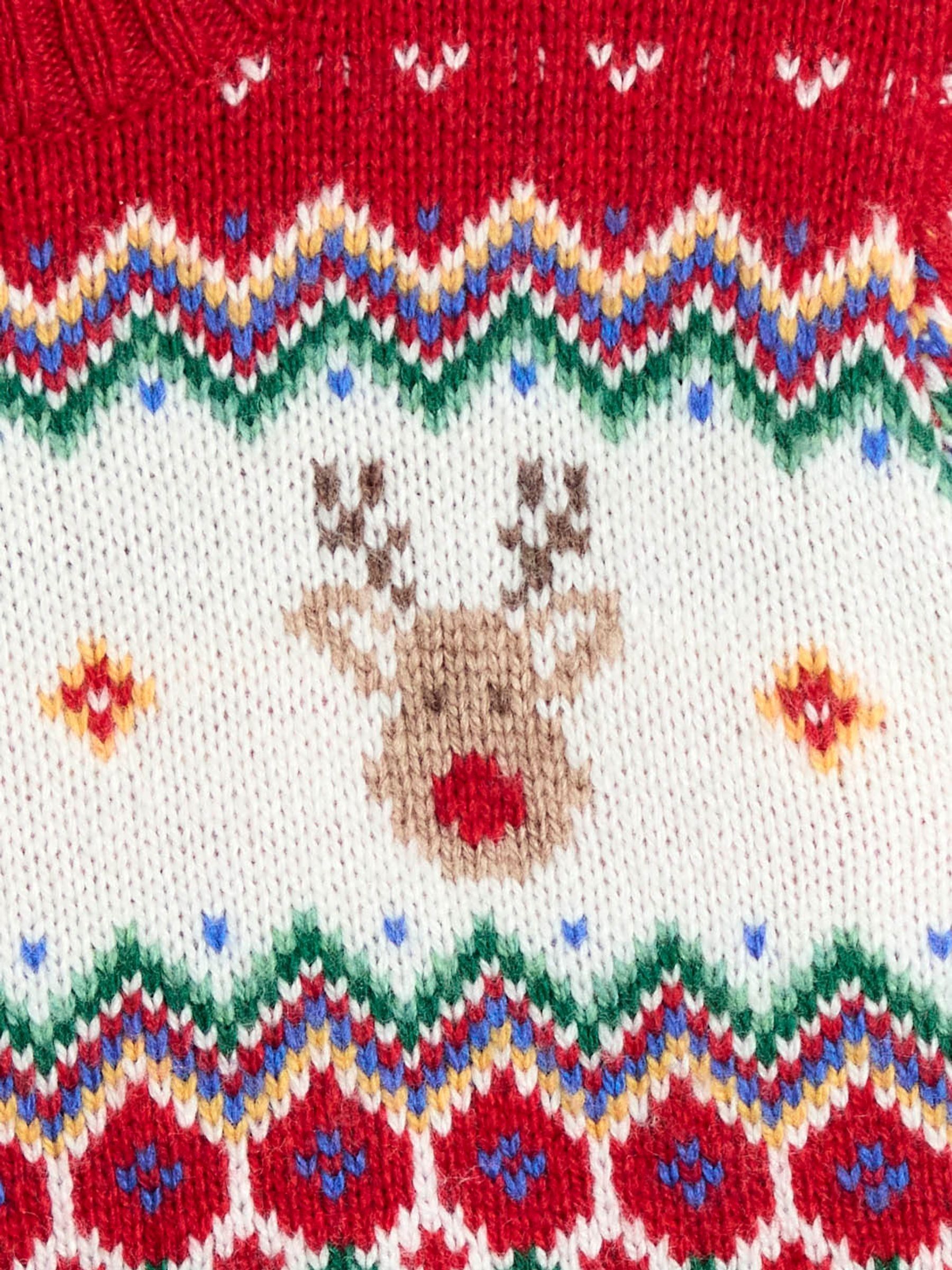 Red Reindeer 2-Piece Christmas Fair Isle Jumper & Leggings Set - Image 3 of 6