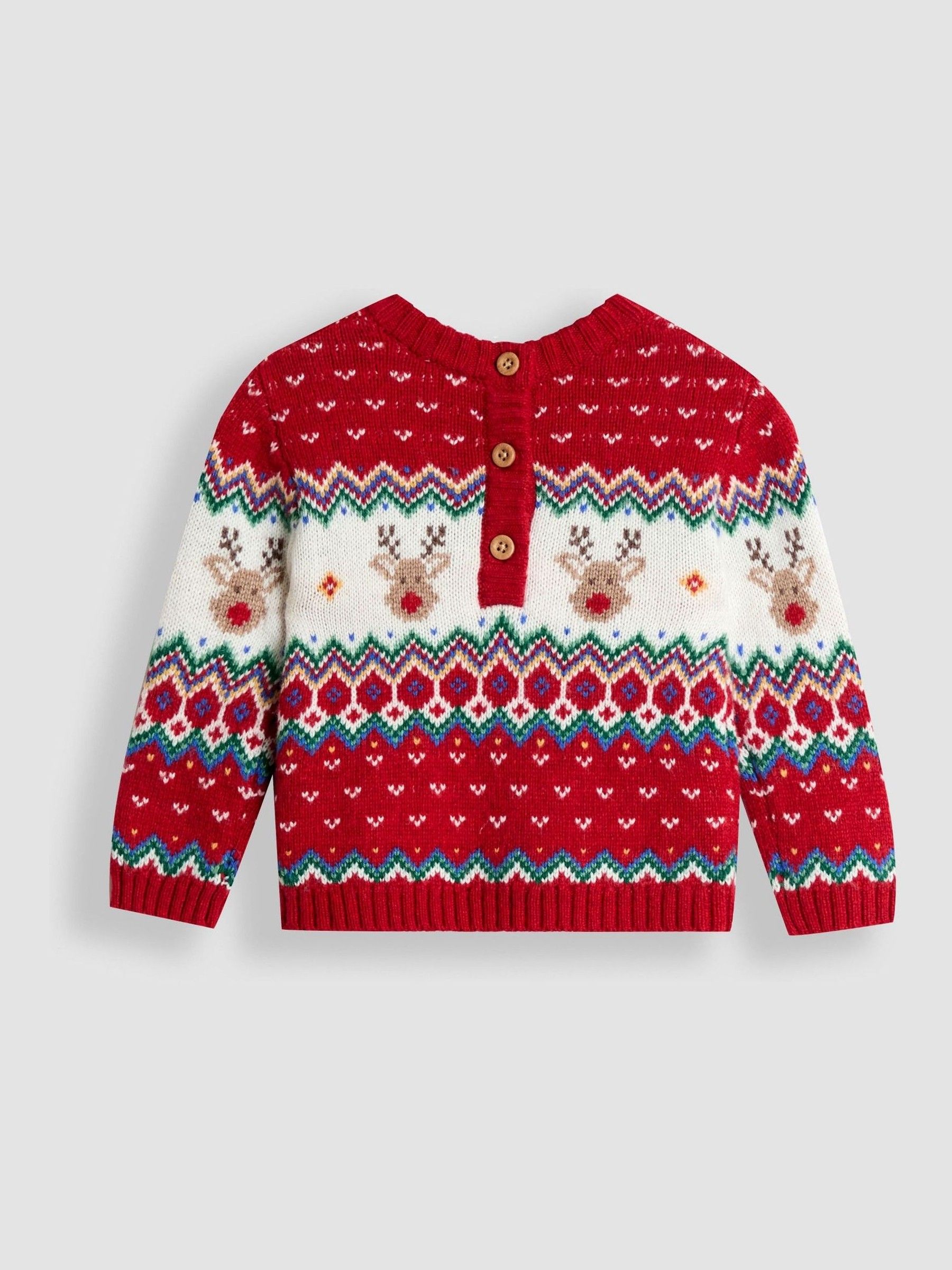 Red Reindeer 2-Piece Christmas Fair Isle Jumper & Leggings Set - Image 4 of 6