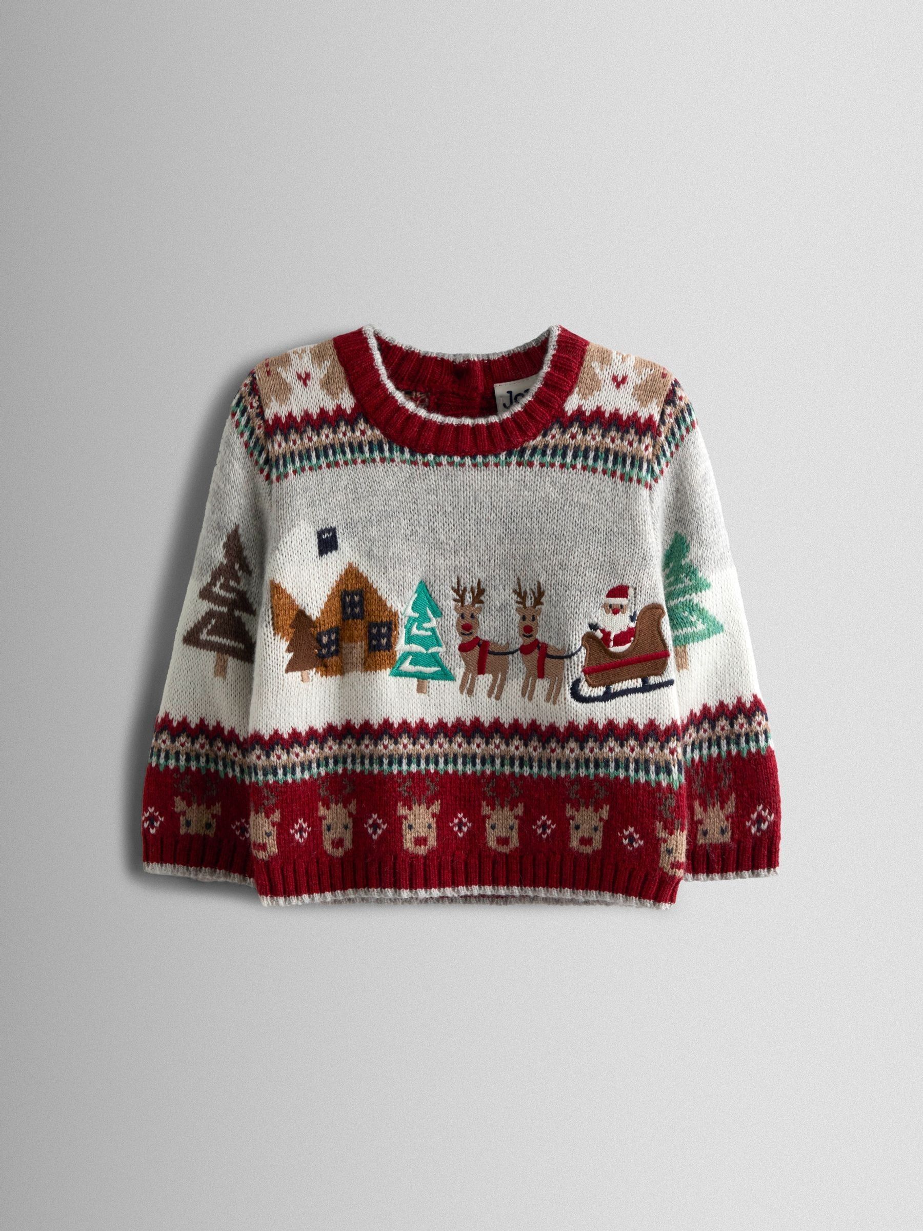 Burgundy Red 2-Piece Christmas Fair Isle Jumper & Leggings Set - Image 3 of 6