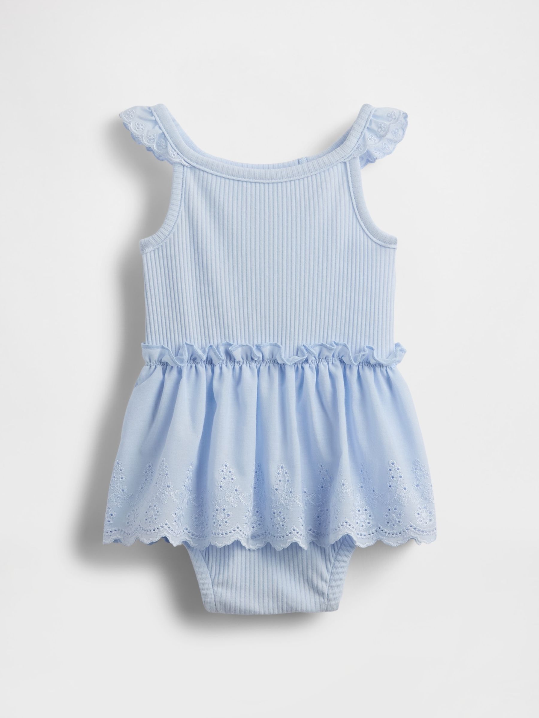 Blue Eyelet Ribbed Knit Dress (Newborn-24mths) - Image 1 of 3
