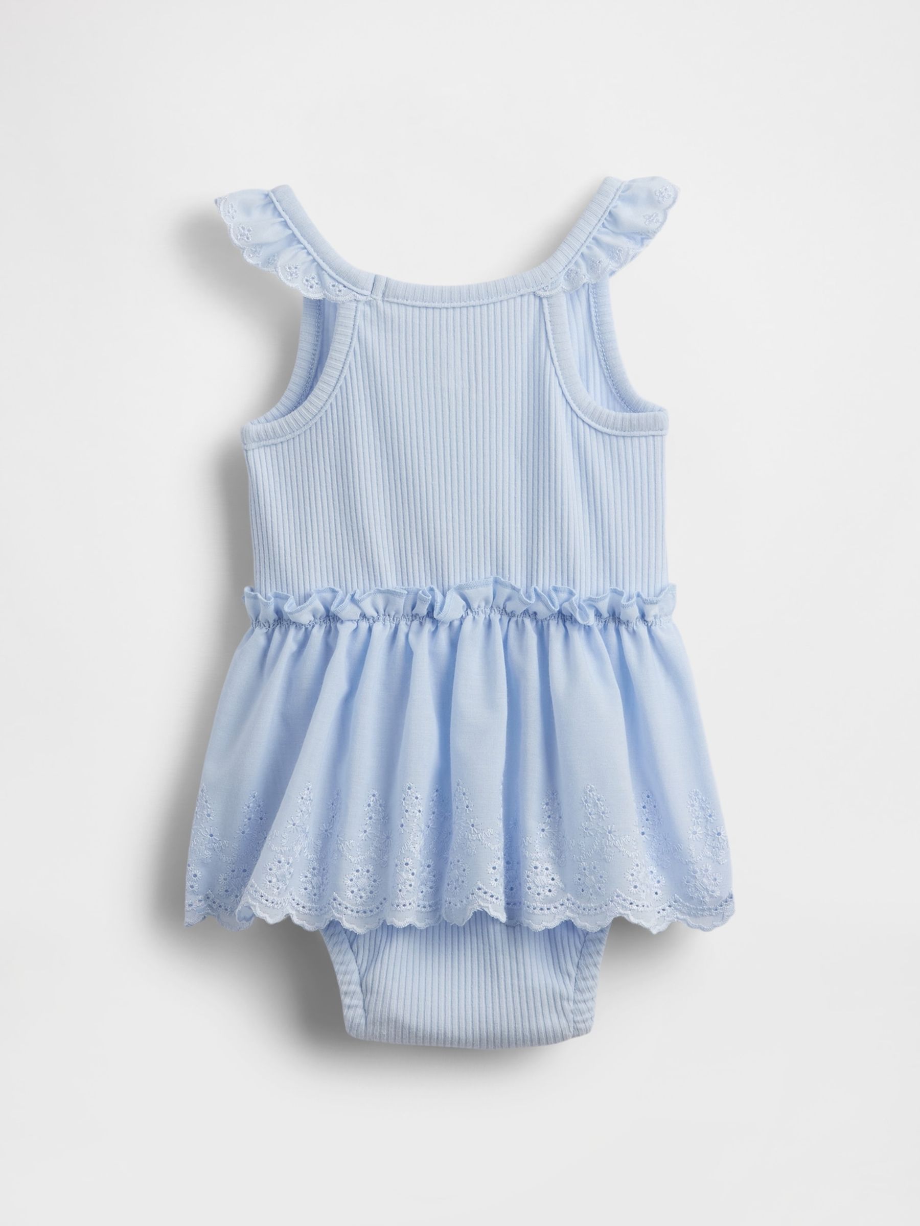 Blue Eyelet Ribbed Knit Dress (Newborn-24mths) - Image 2 of 3