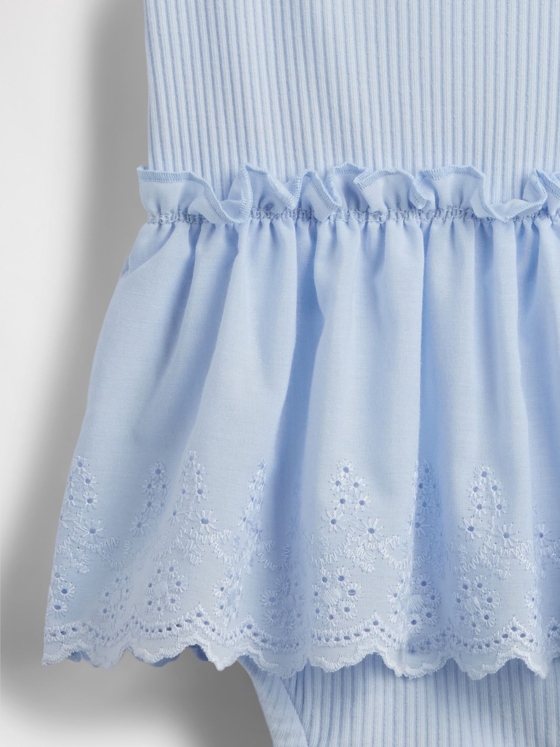 Blue Eyelet Ribbed Knit Dress (Newborn-24mths) - Image 3 of 3