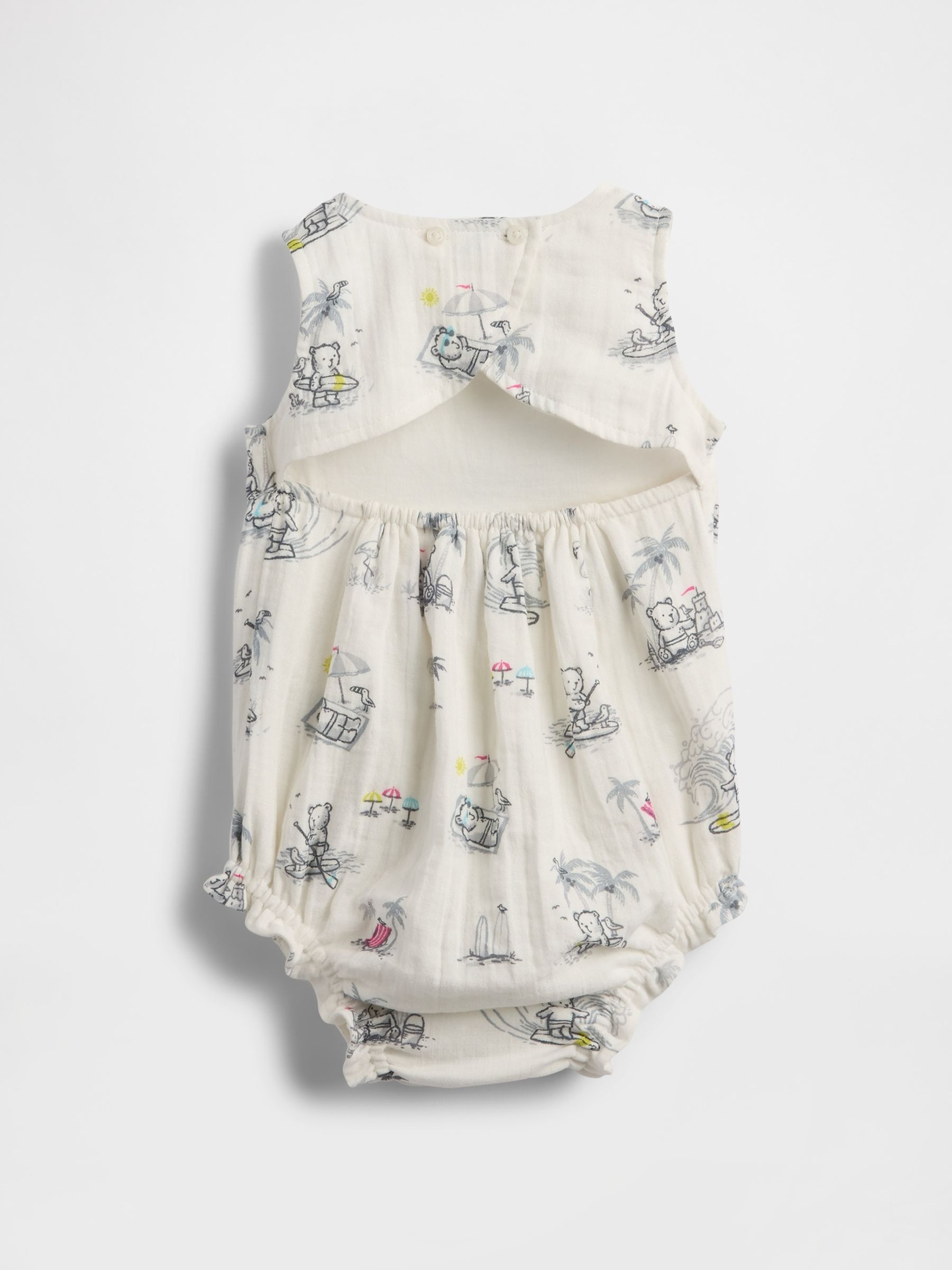 White Crinkle Gauze Bubble Shorty One-Piece (Newborn-24mths) - Image 2 of 2
