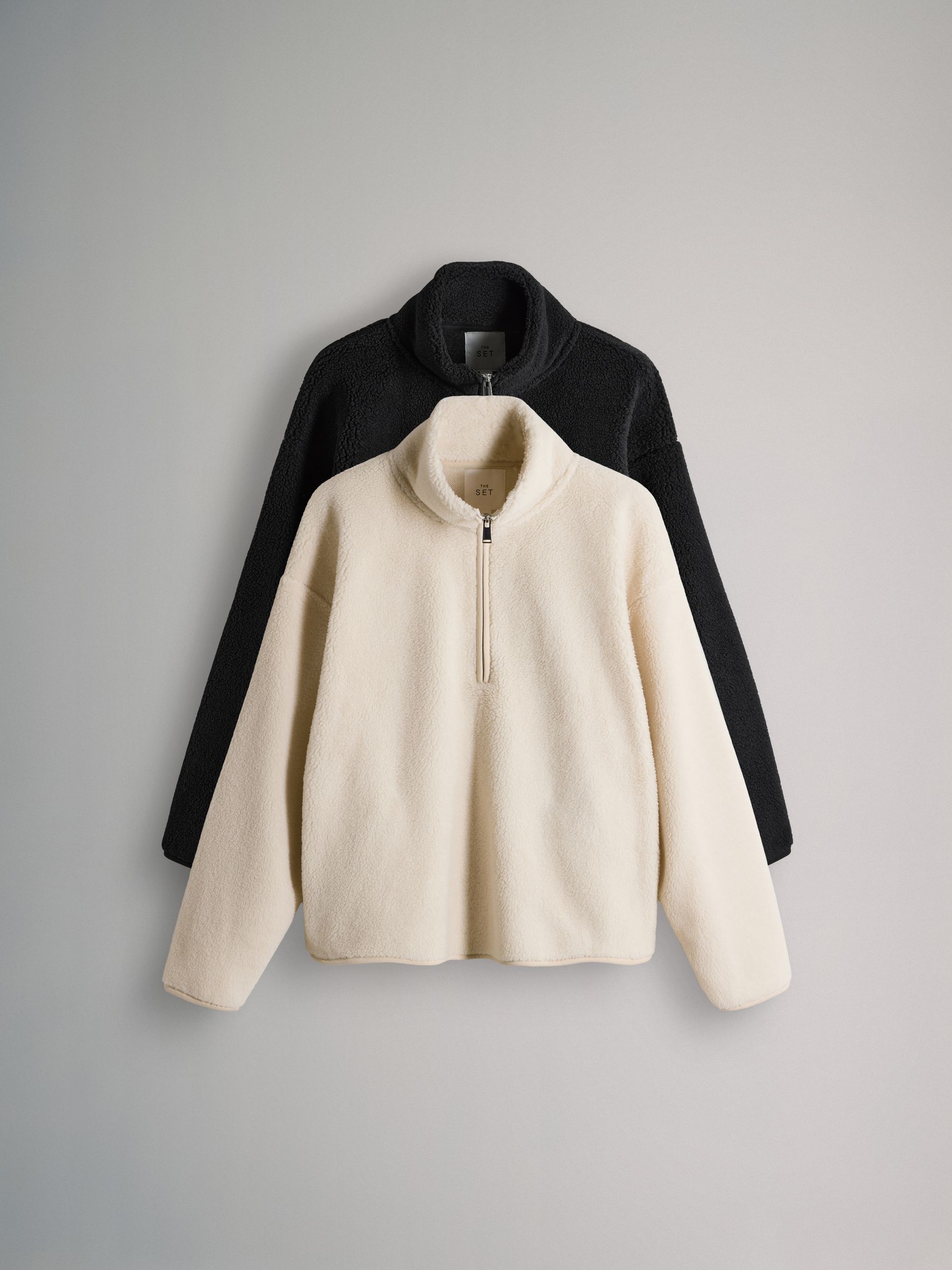 Black/Cream - 2 Pack Borg Quarter Zip Fleece - Image 1 of 6