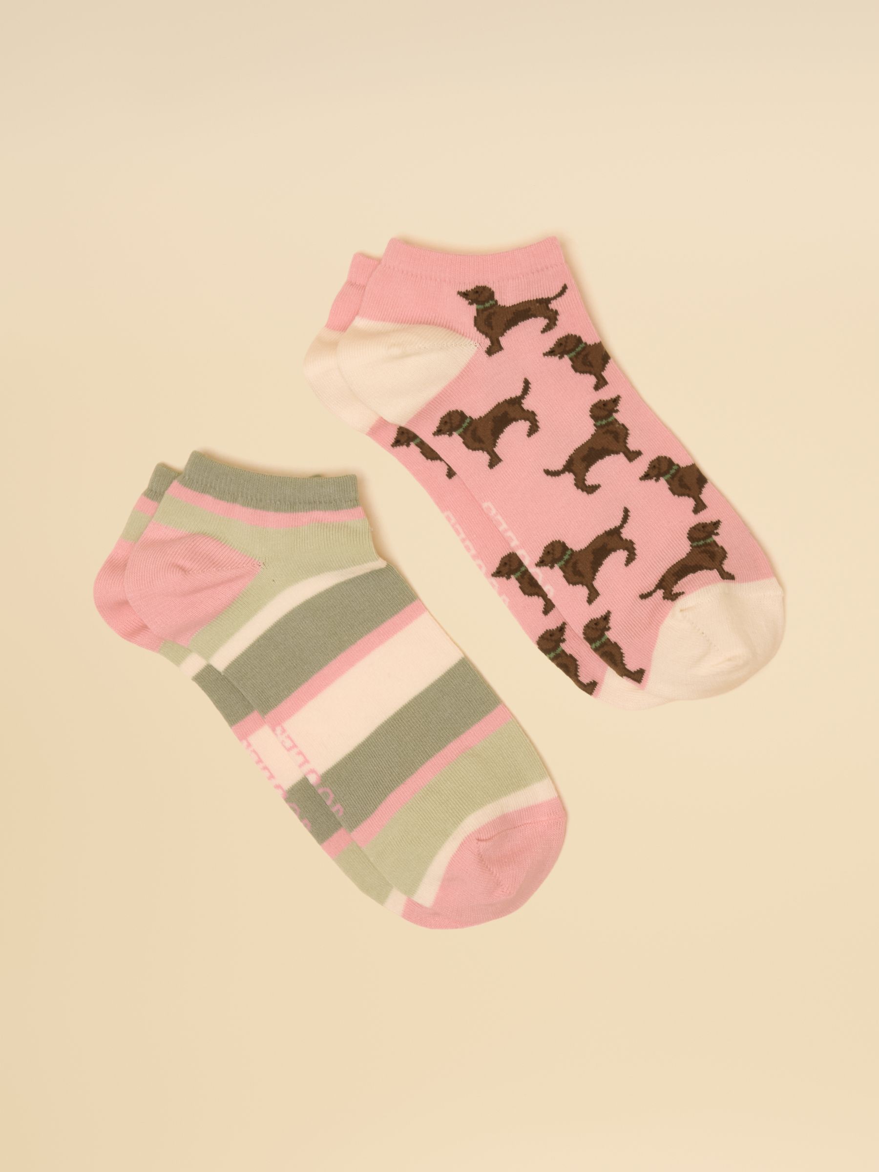 Women's Rilla Pink Green Trainer Socks 2 Pack (size 4-8) - Image 1 of 3