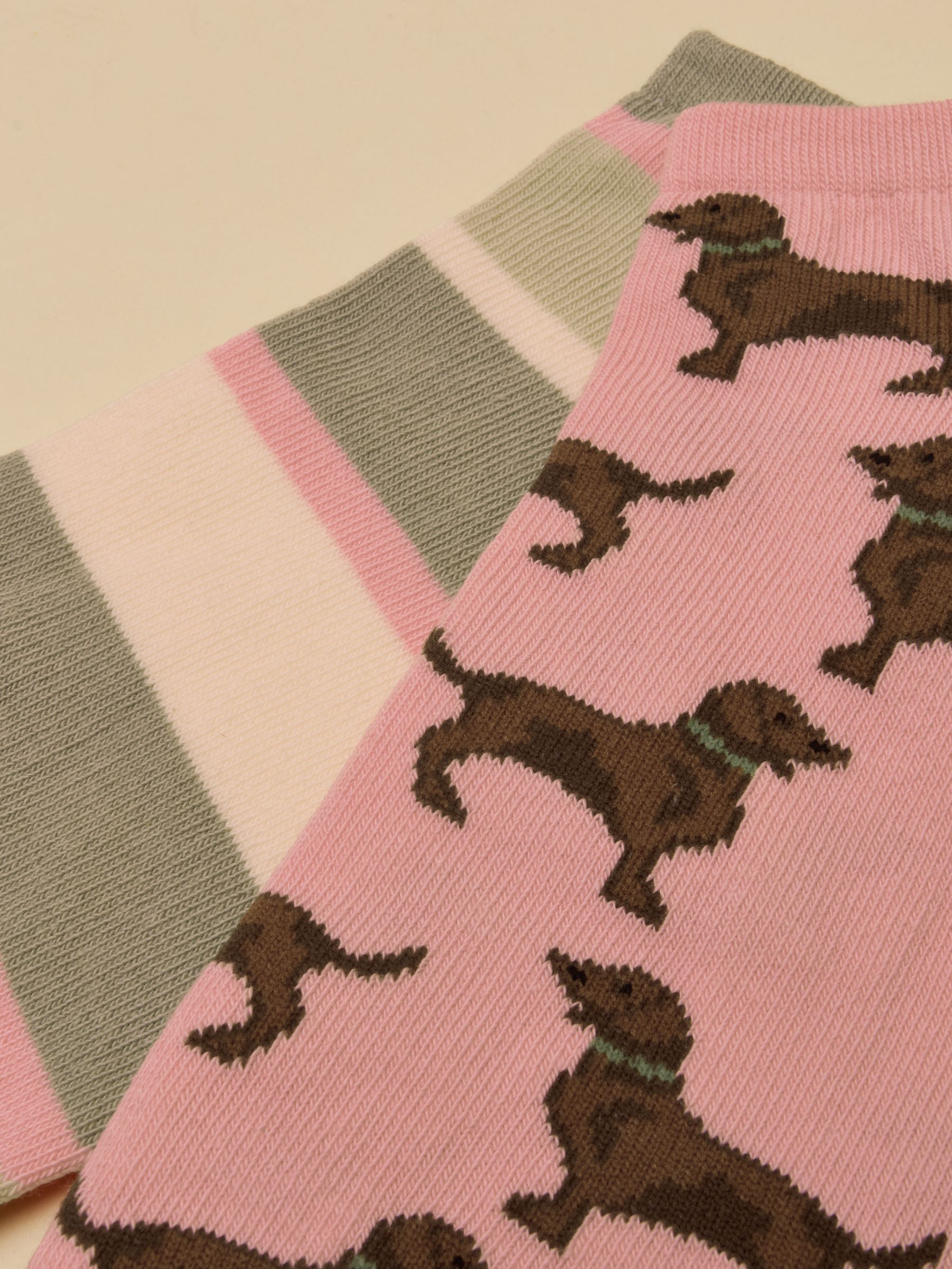 Women's Rilla Pink Green Trainer Socks 2 Pack (size 4-8) - Image 2 of 3