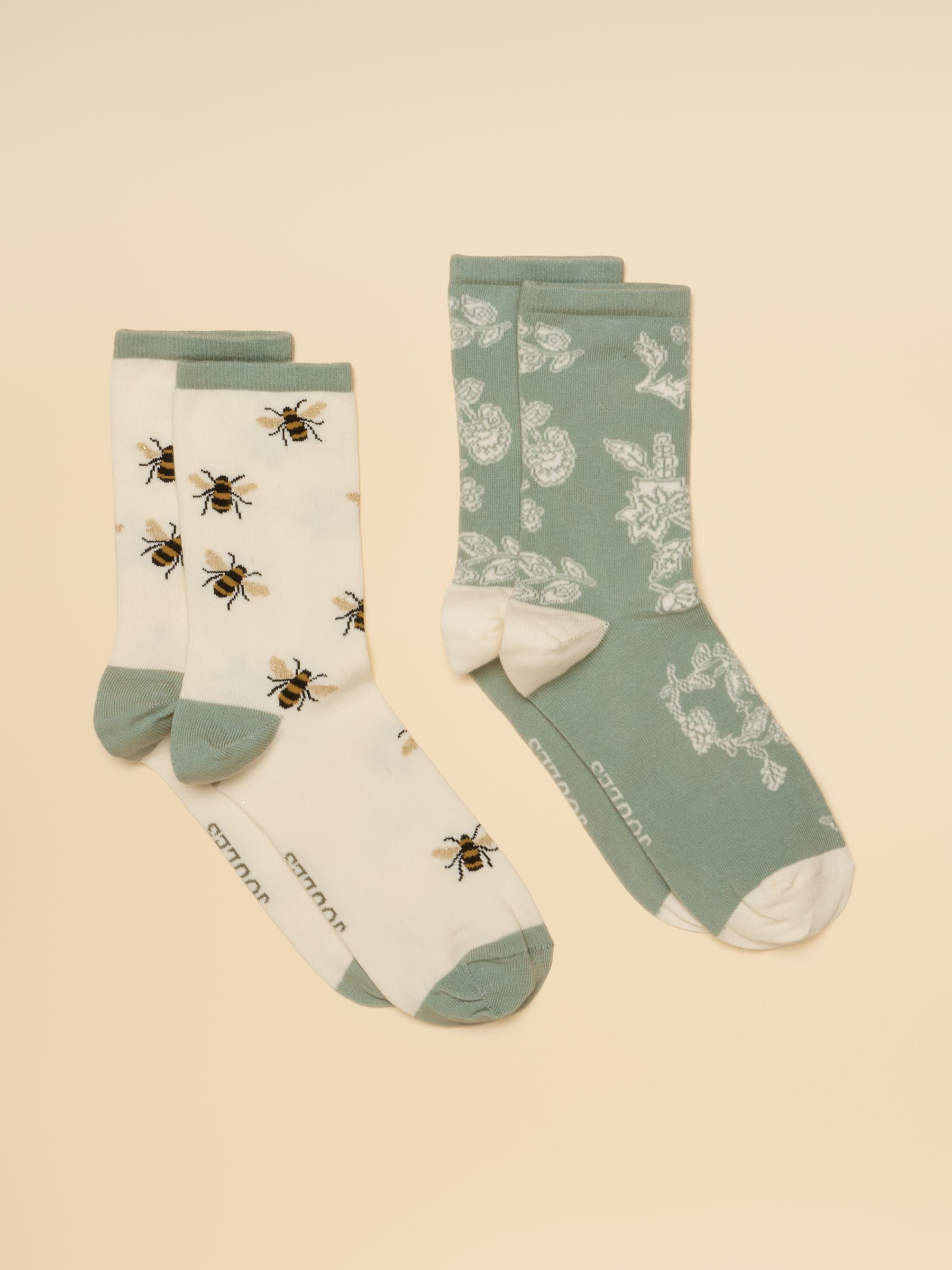 Women's Everyday White & Green Socks 2 Pack (size 4-8) - Image 1 of 3