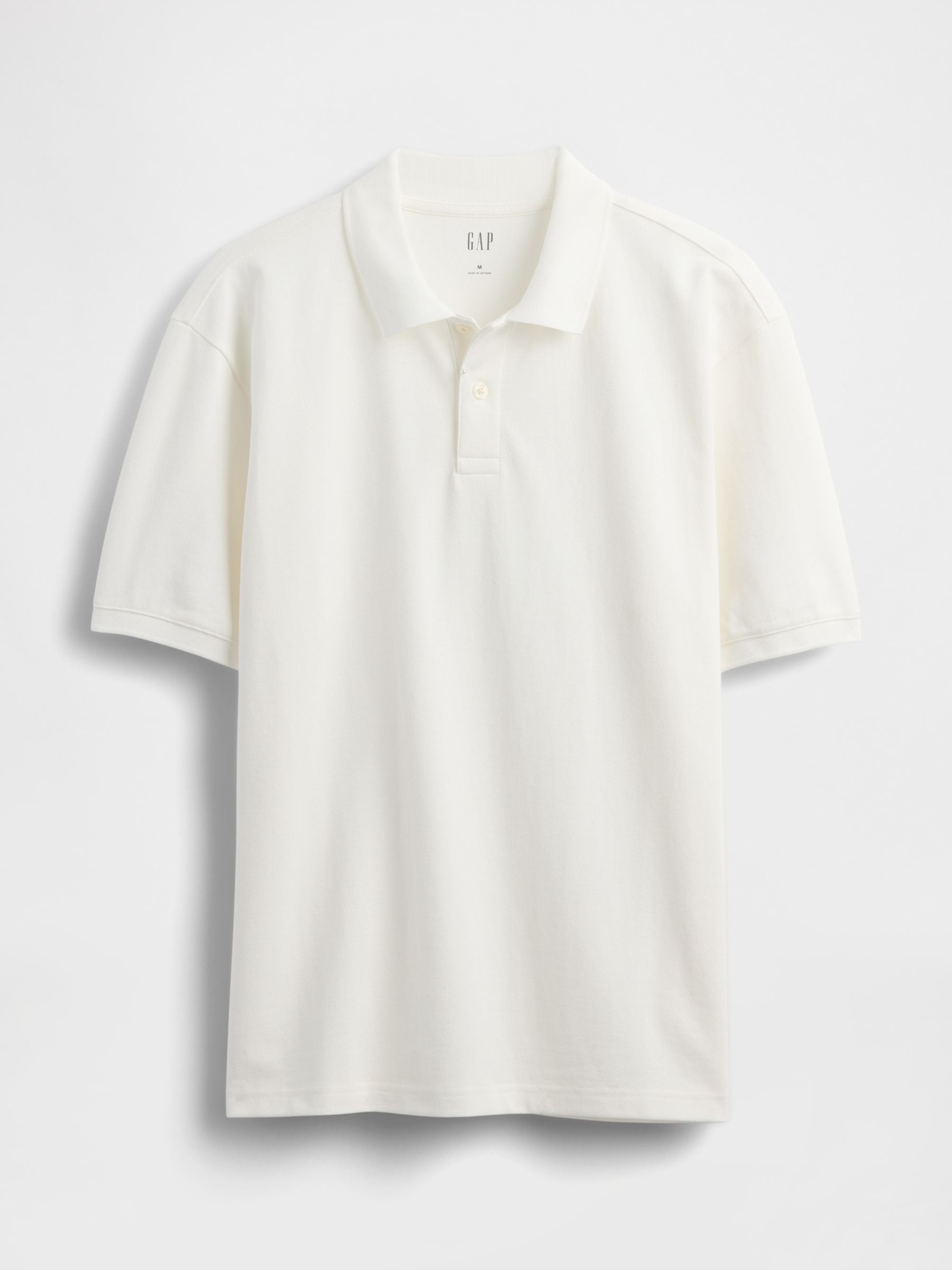 White Cotton Pique Short Sleeve Polo Shirt - Image 4 of 5