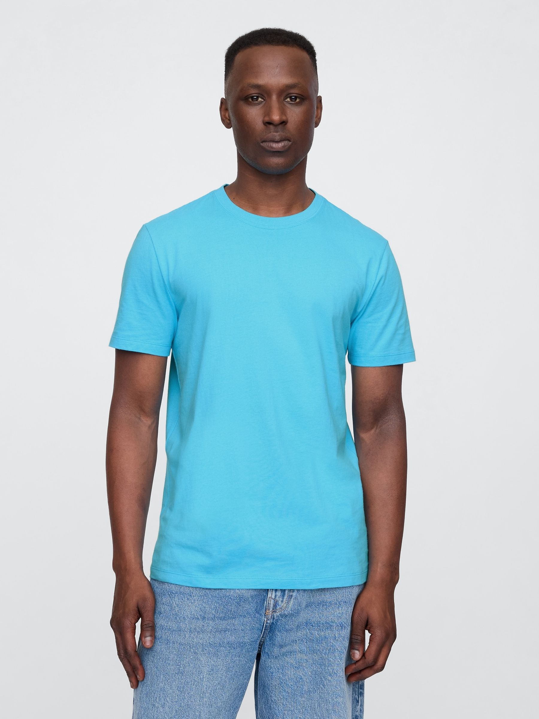 Bright Blue Short Sleeve Everyday 100% Cotton Crew Neck T-Shirt - Image 1 of 5