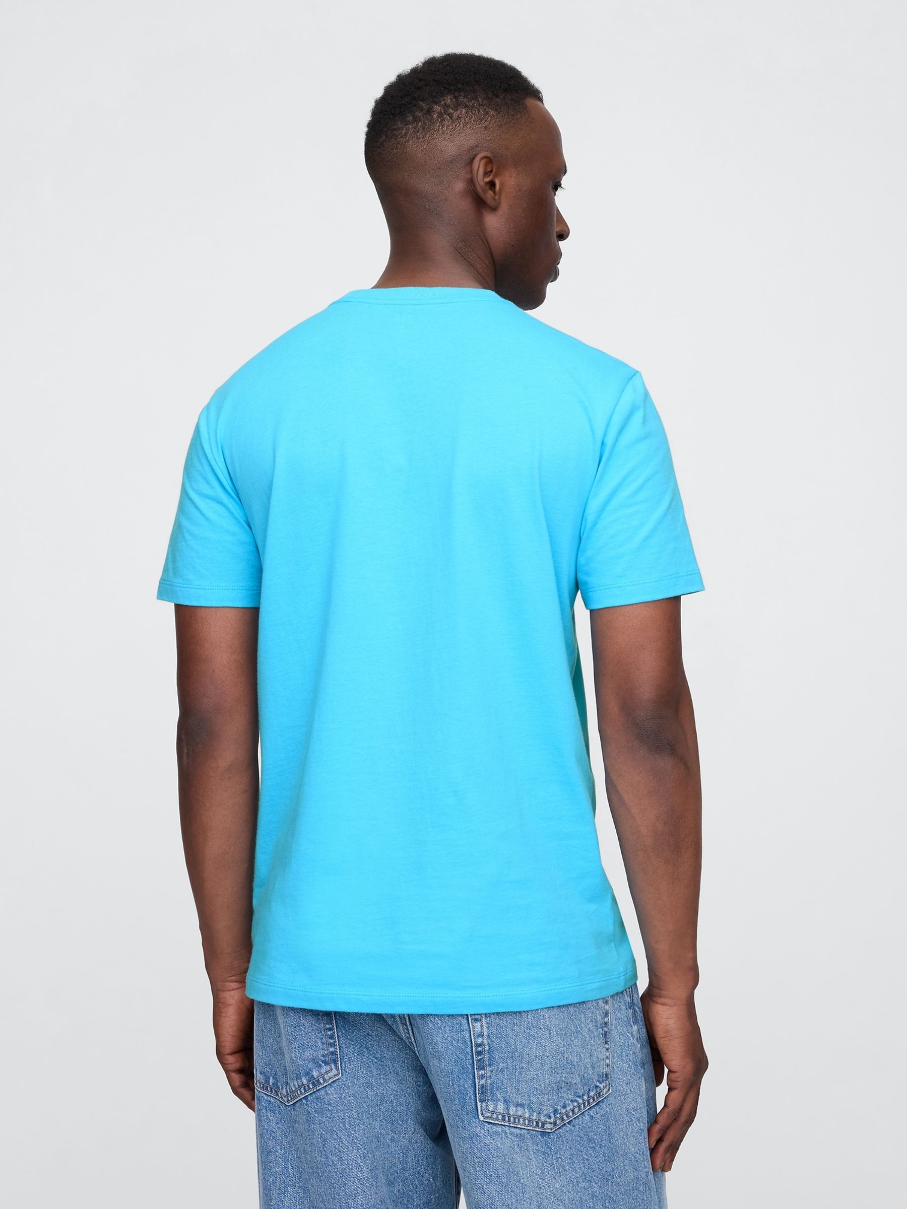 Bright Blue Short Sleeve Everyday 100% Cotton Crew Neck T-Shirt - Image 2 of 5