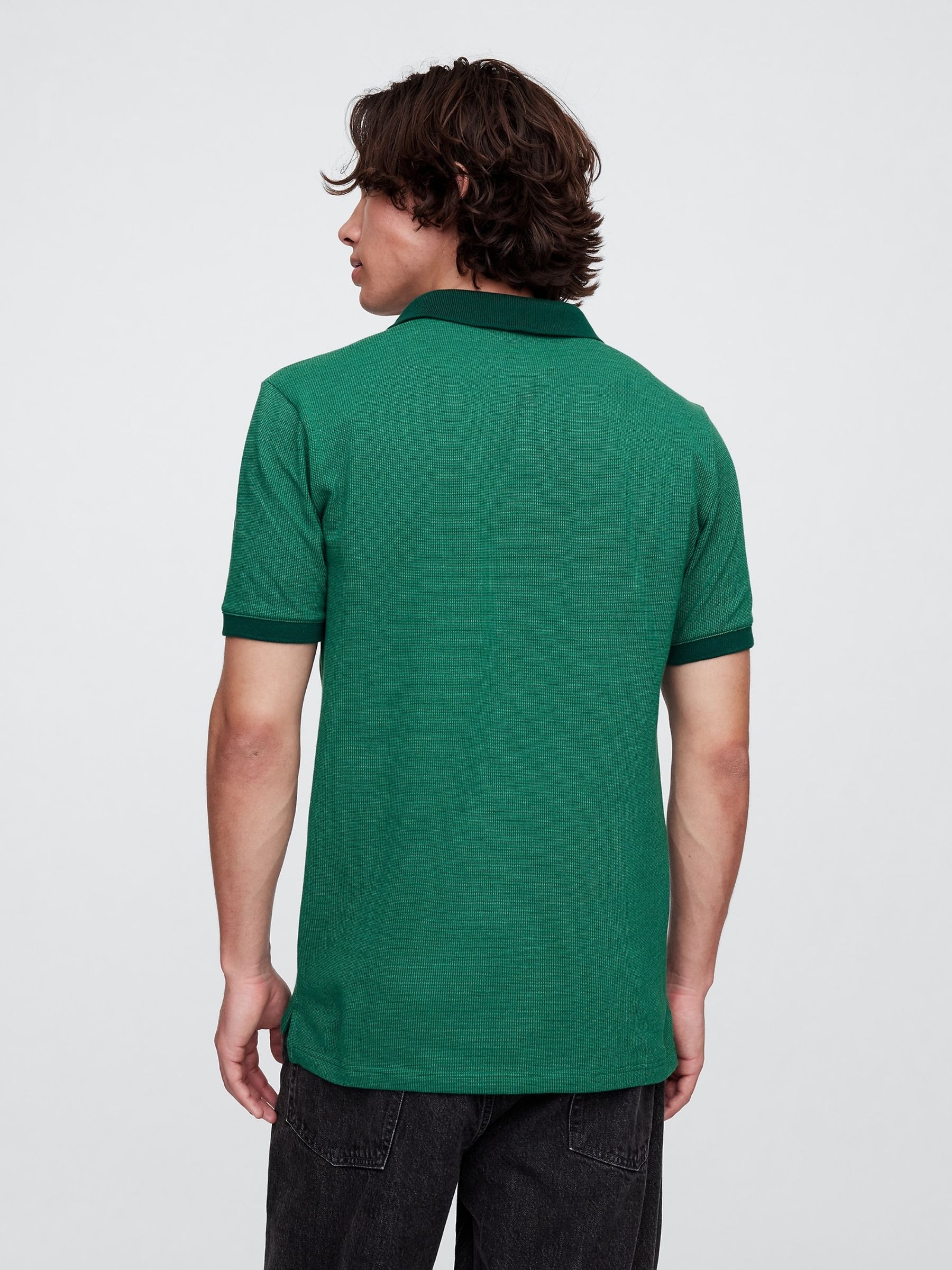 Green Pique Logo 100% Cotton Short Sleeve Polo Shirt - Image 2 of 5