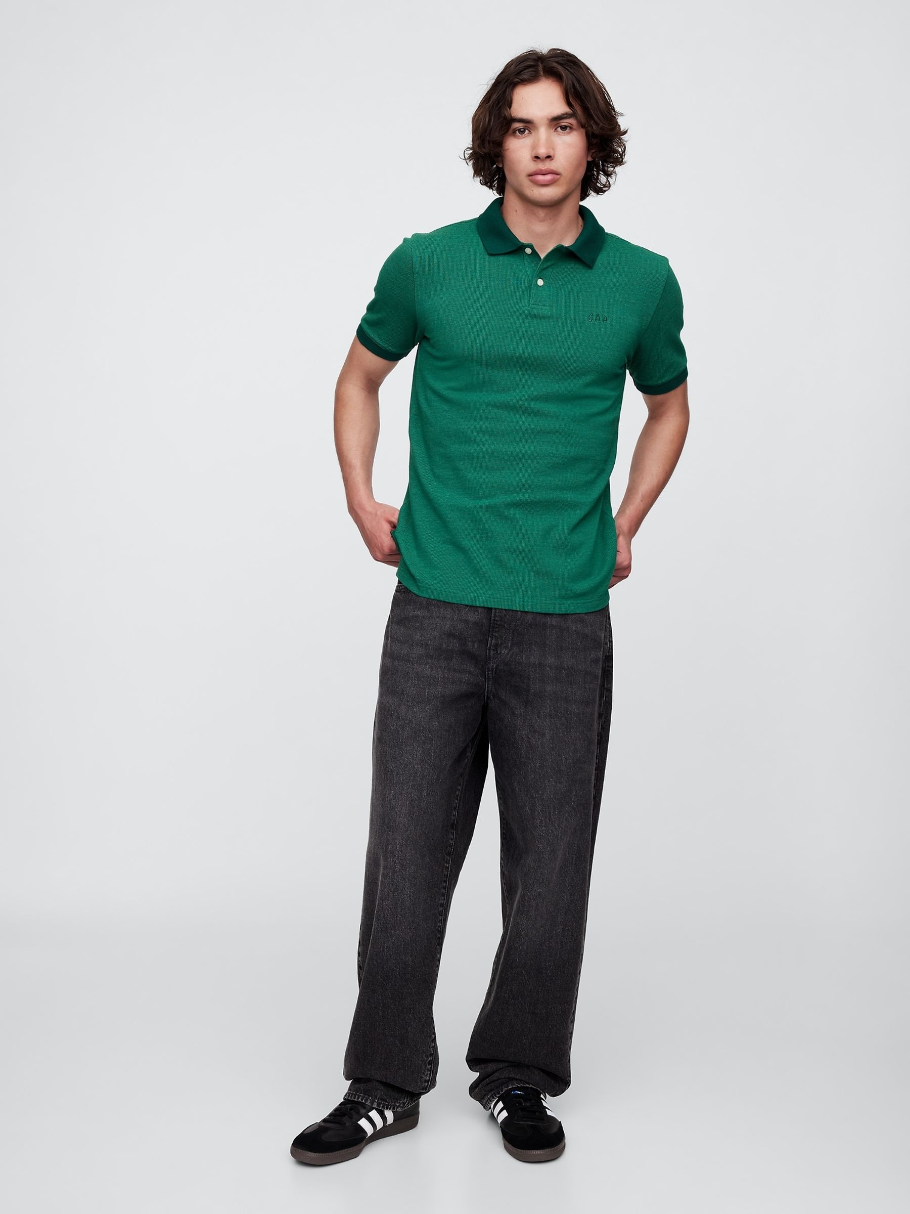 Green Pique Logo 100% Cotton Short Sleeve Polo Shirt - Image 3 of 5