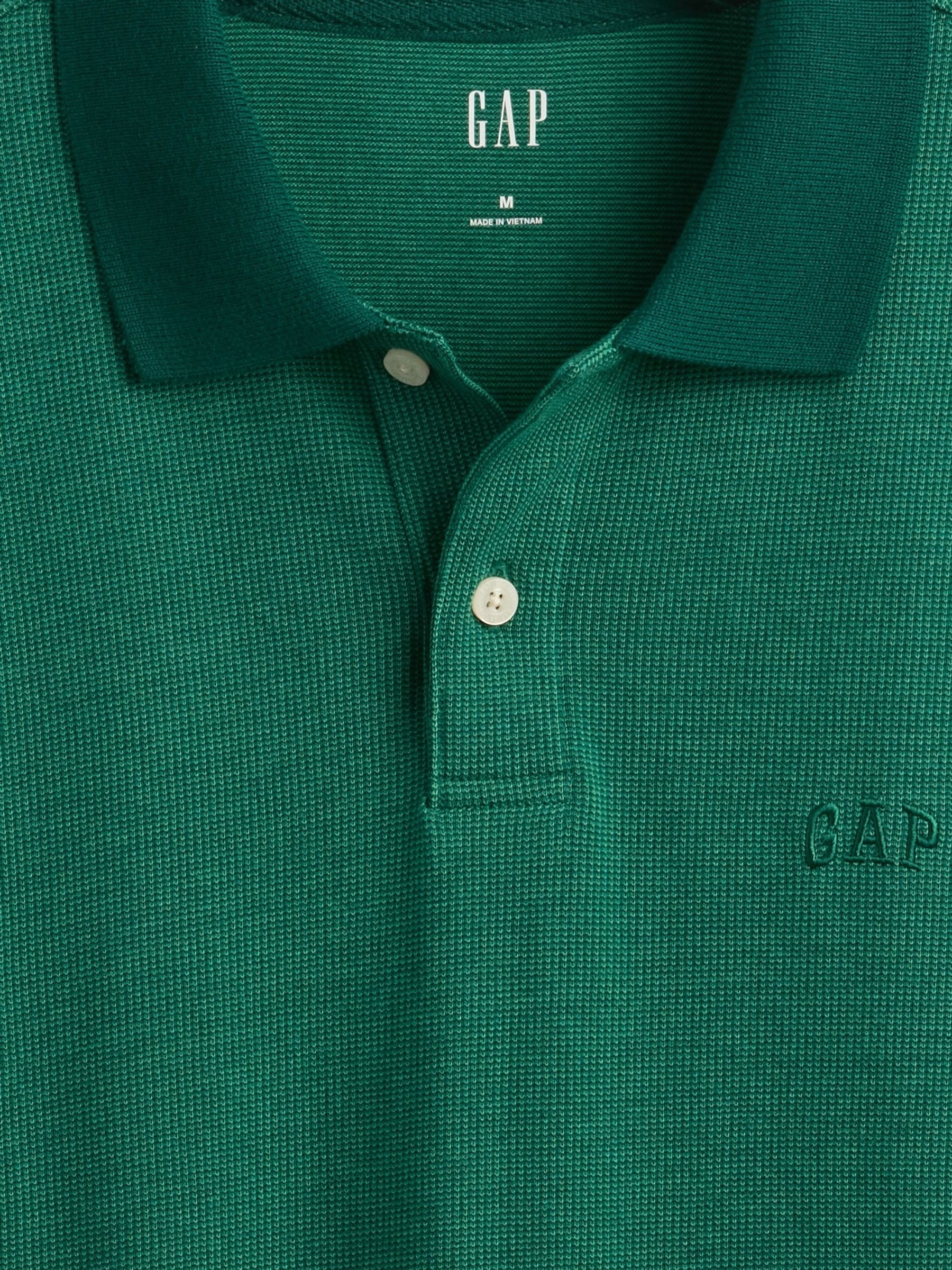 Green Pique Logo 100% Cotton Short Sleeve Polo Shirt - Image 5 of 5