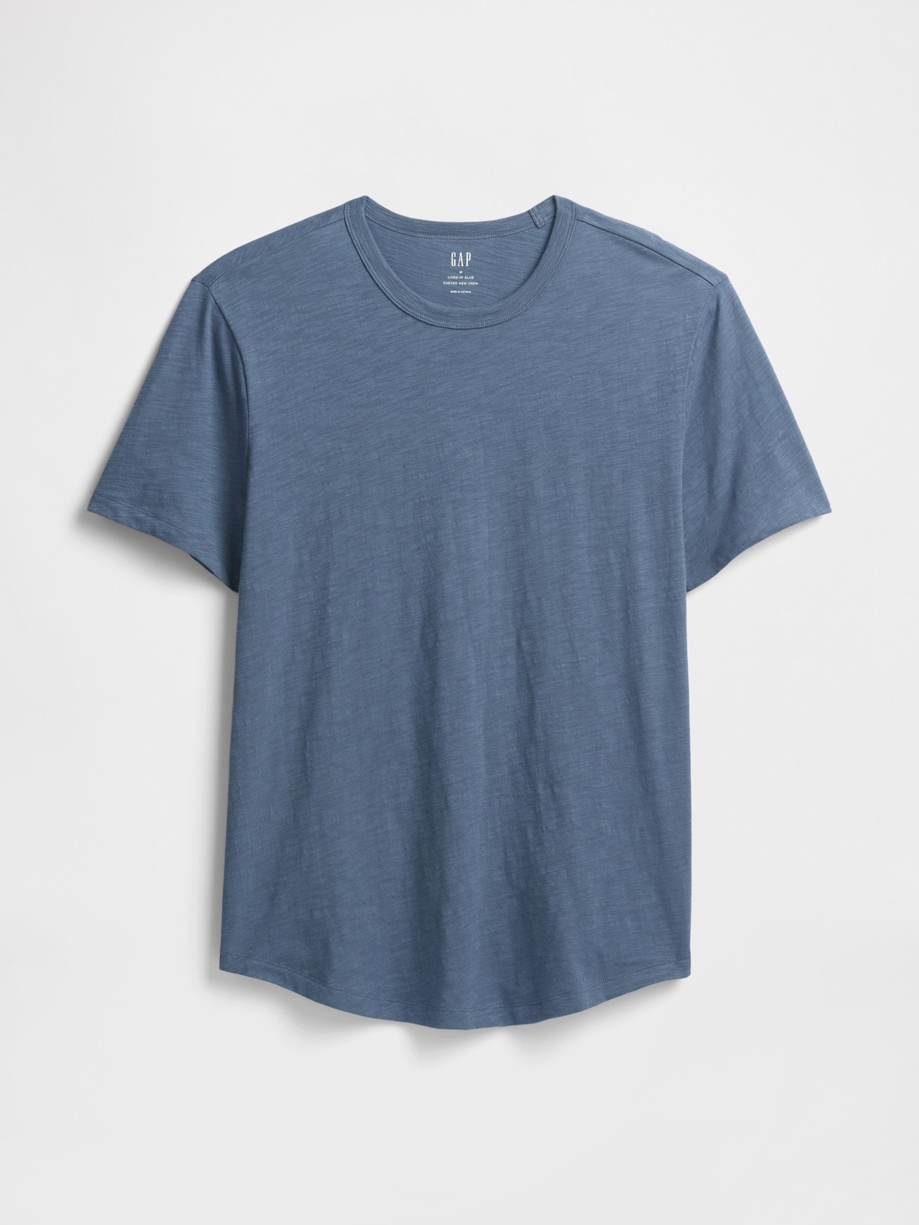 Dark Blue Slub Curved Hem Short Sleeve T-Shirt - Image 4 of 5