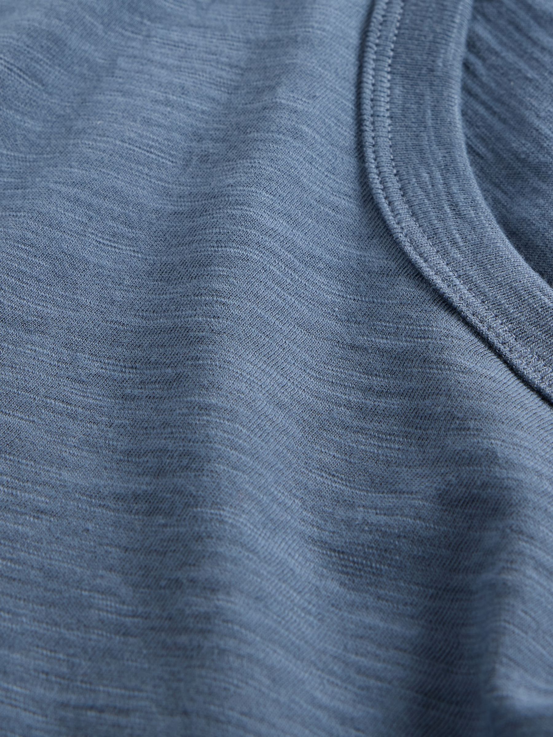 Dark Blue Slub Curved Hem Short Sleeve T-Shirt - Image 5 of 5