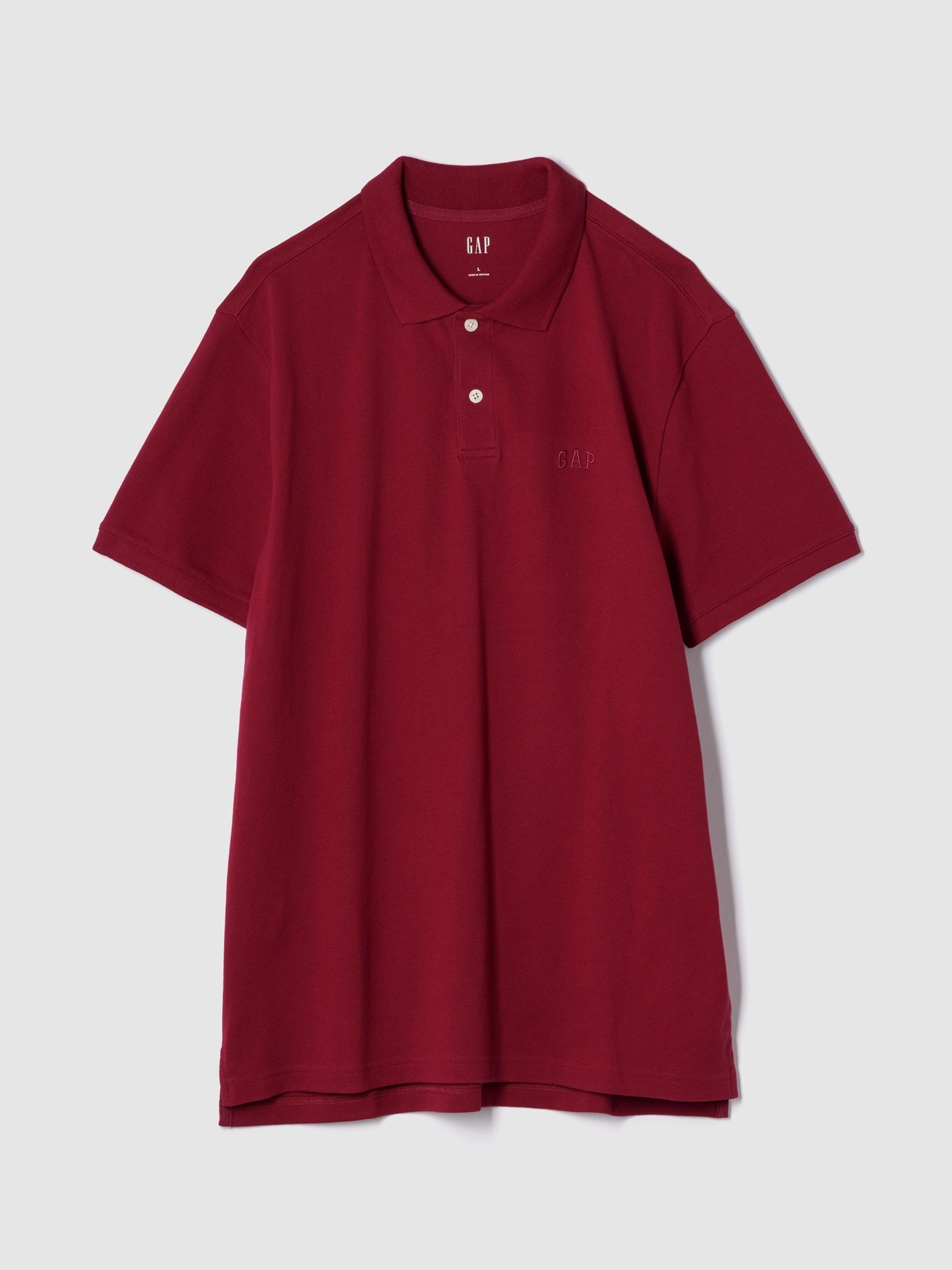 Burgundy Pique Logo 100% Cotton Short Sleeve Polo Shirt - Image 1 of 2