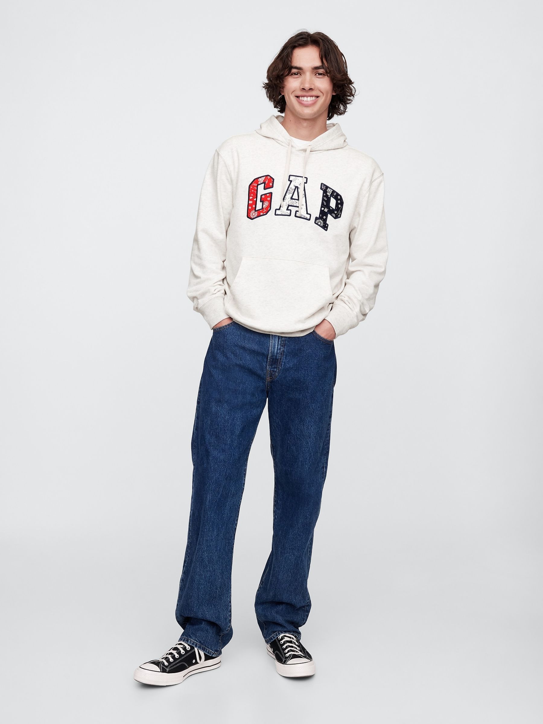 Cream Relaxed Logo Hoodie - Image 3 of 5