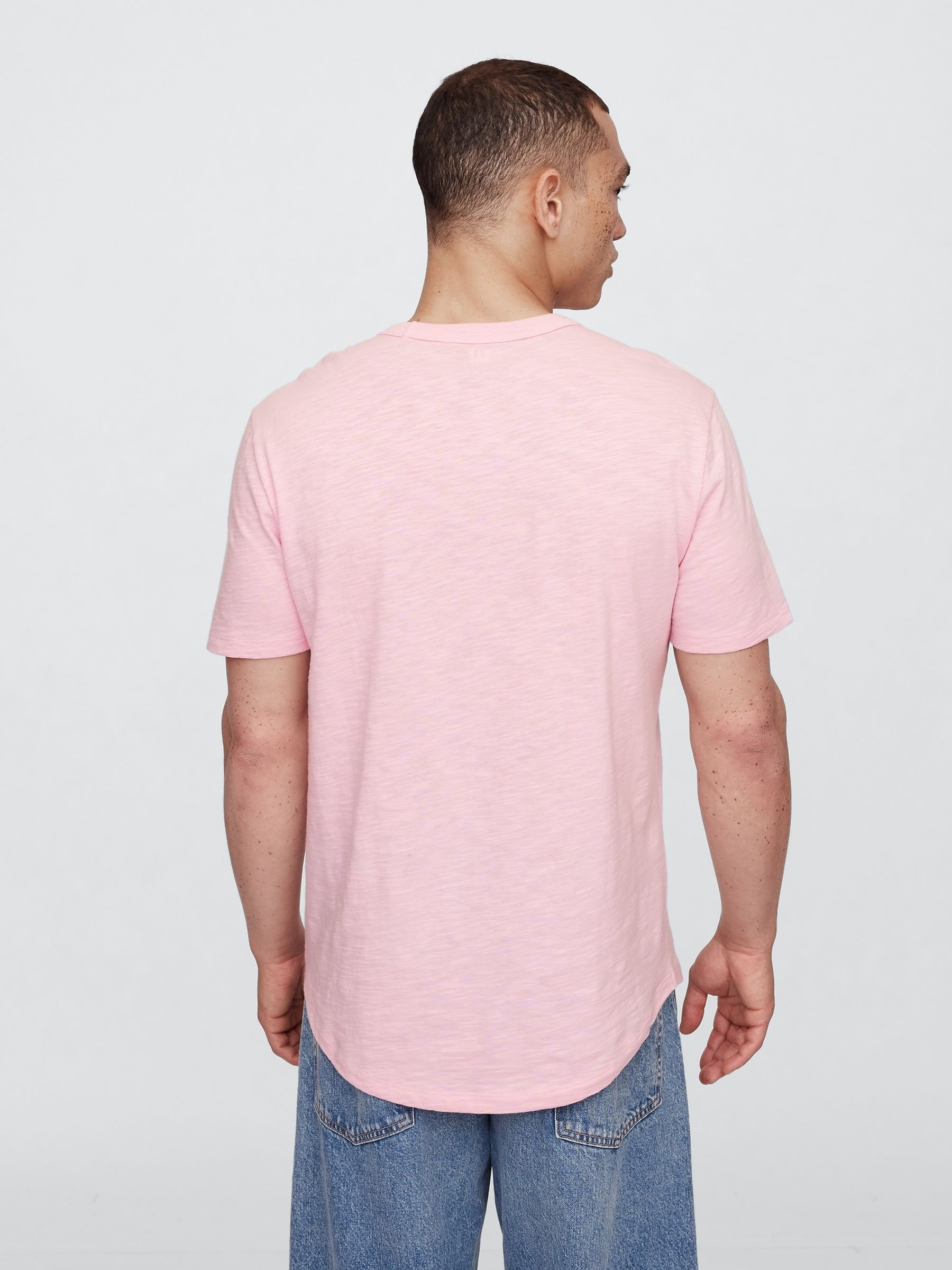 Light Pink Slub Curved Hem Short Sleeve T-Shirt - Image 2 of 5