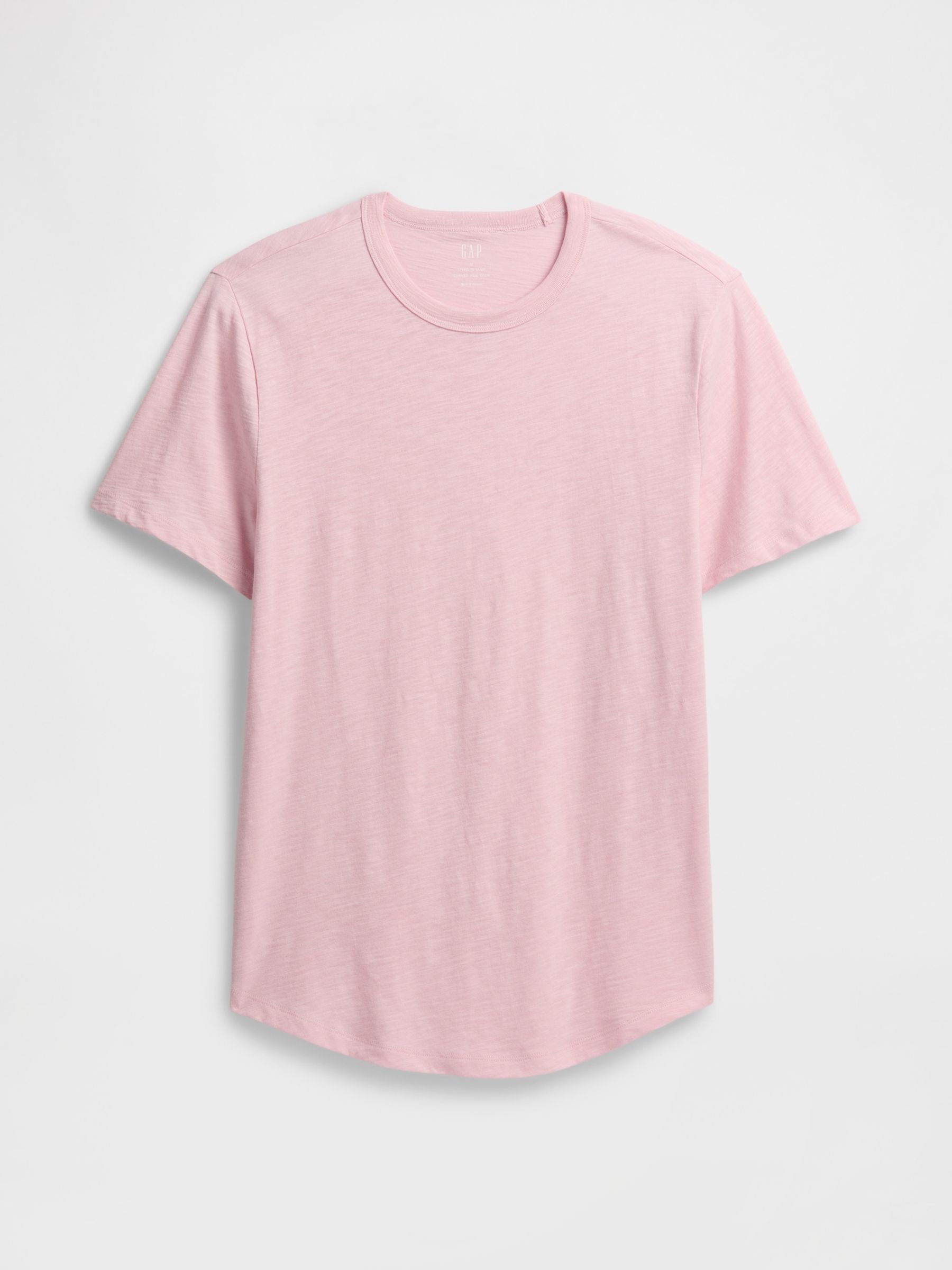 Light Pink Slub Curved Hem Short Sleeve T-Shirt - Image 4 of 5